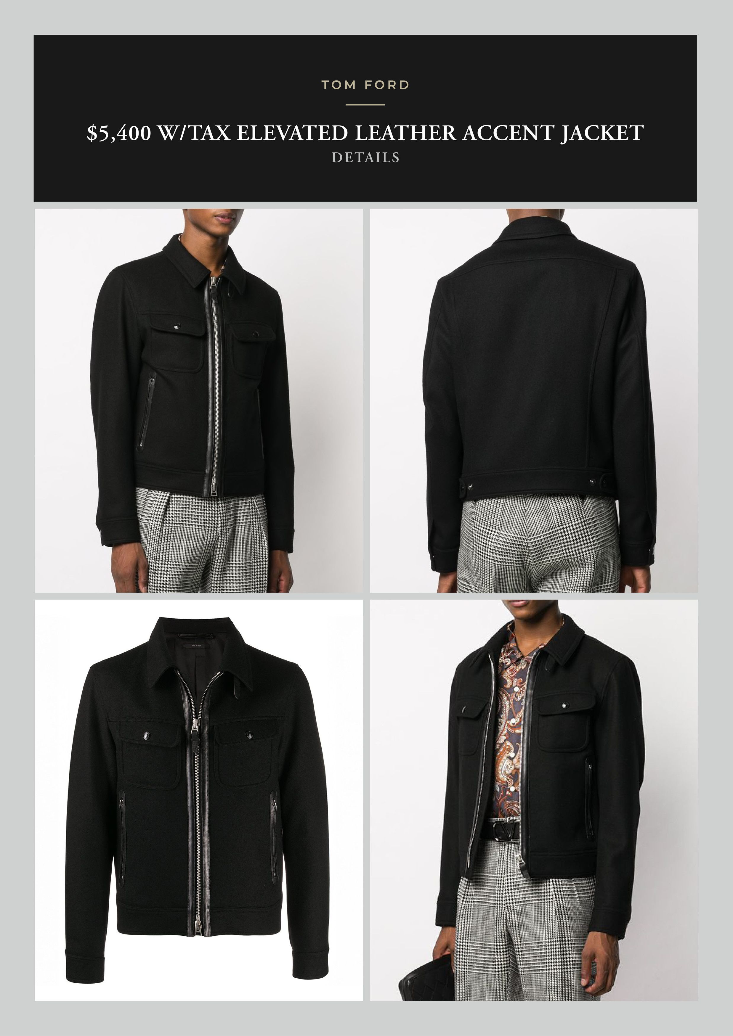 Tom Ford Ultimate Rare $5,400 w/tax Wool / Leather Accent Jacket Size US M / EU 48-50 / 2 - 6 Thumbnail
