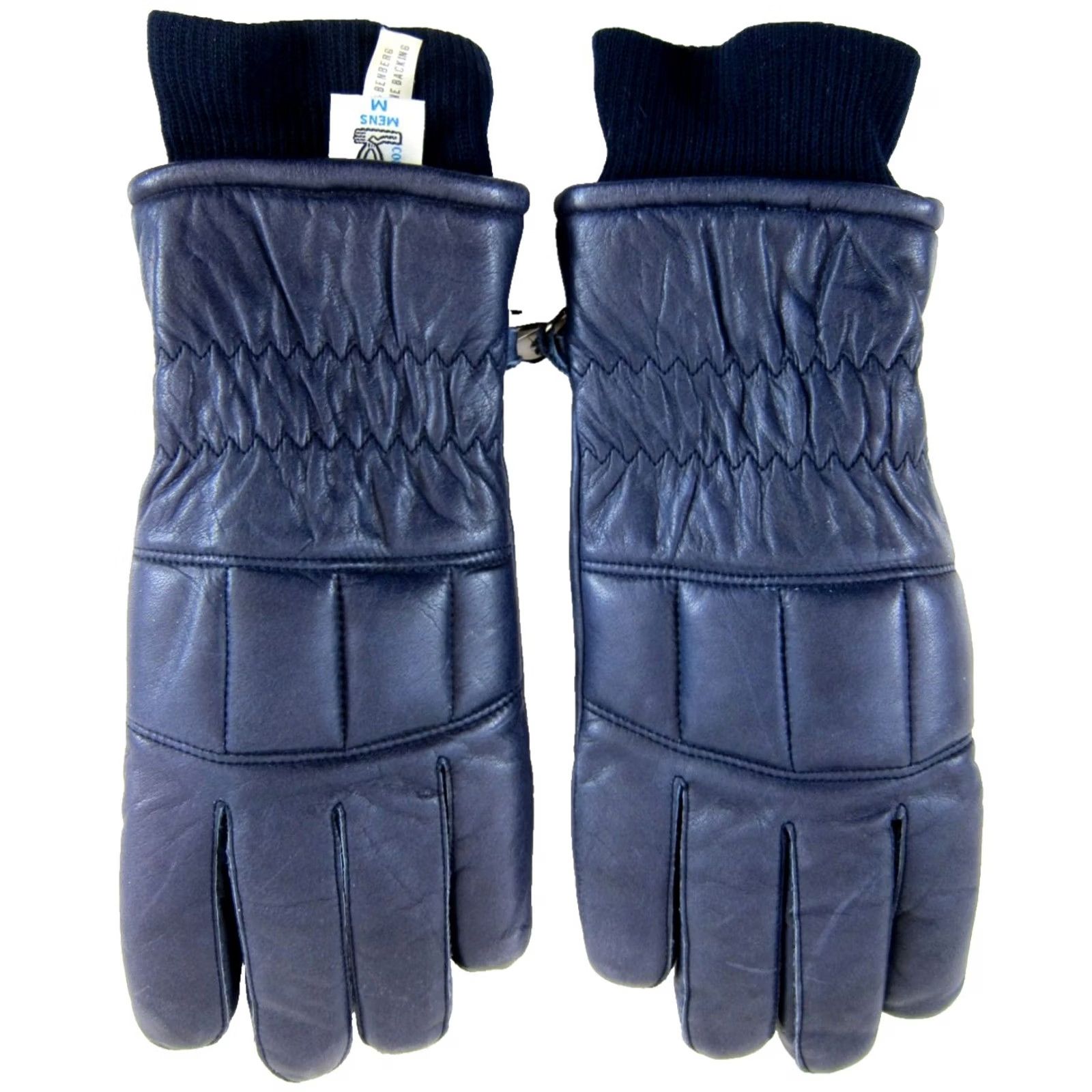 Vintage Conroy Blue 100% Leather Gloves Men Size M Cold Weather Insulated Skiing Lined Navy Blue Leather Men Medium XS? Size ONE SIZE - 5 Thumbnail