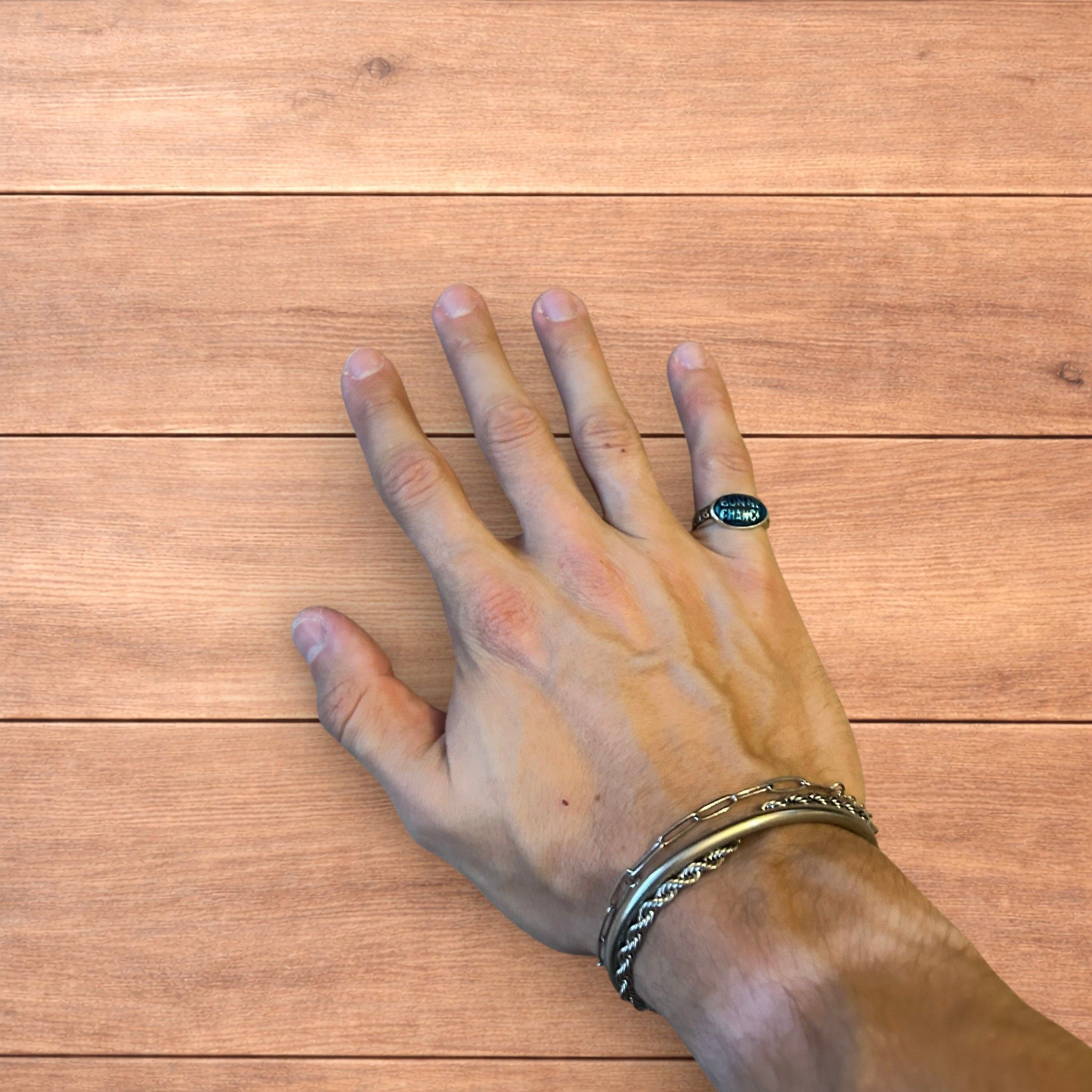 Japanese Brand Vintage style stainless steel Bonne Chance ring in silver. Size ONE SIZE - 3 Thumbnail