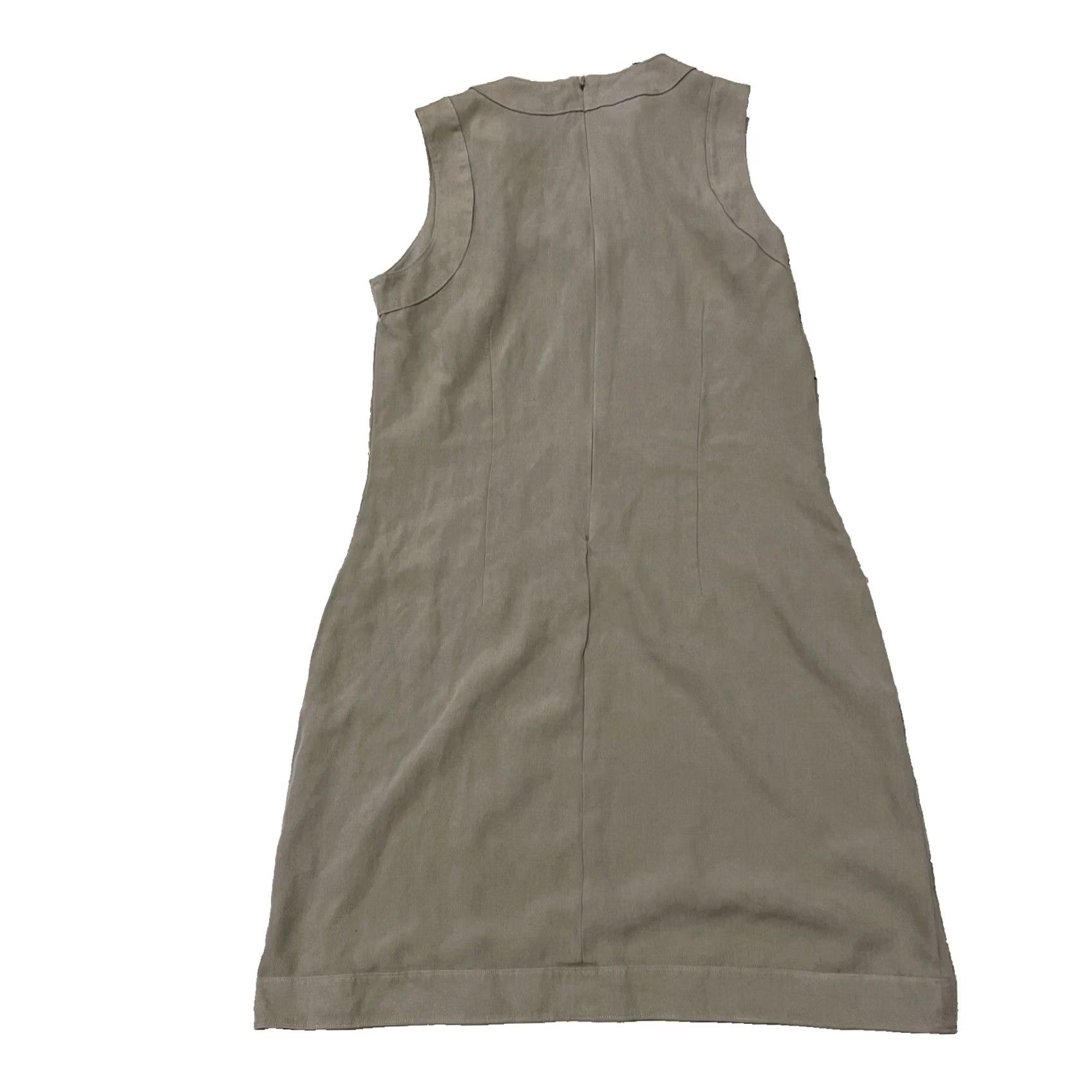 Perry Ellis Perry Ellis Silk Shift Dress Mini Sleeveless V-Neck Brown Tan 8P Office Academia Womens Size M / US 6-8 / IT 42-44 - 2 Thumbnail