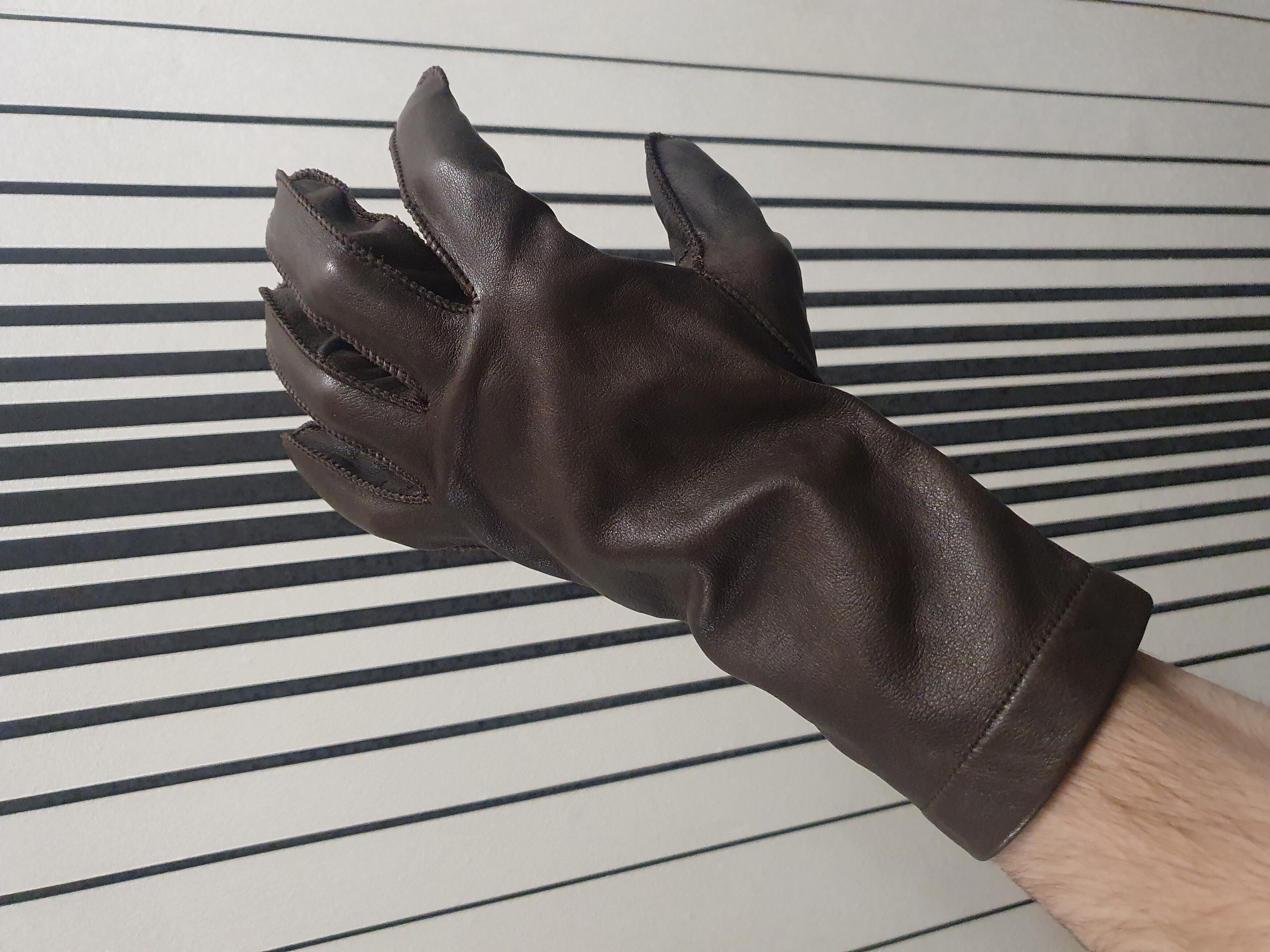 Pre-owned Archival Clothing X Vintage S/s1993 Yohji Yamamoto "maniac" Avant-garde Leather Gloves In Dark Brown