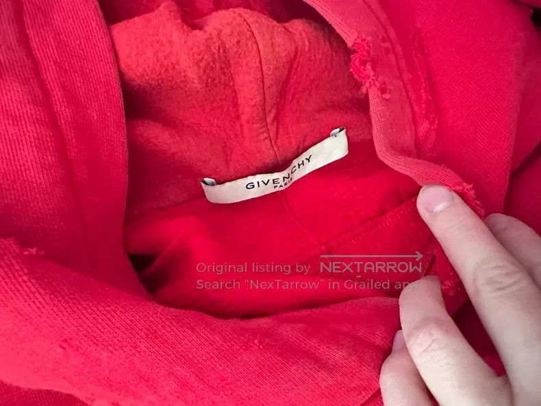 Givenchy Givenchy Red Hole Hooded Sweatshirt Size US XL / EU 56 / 4 - 4 Thumbnail