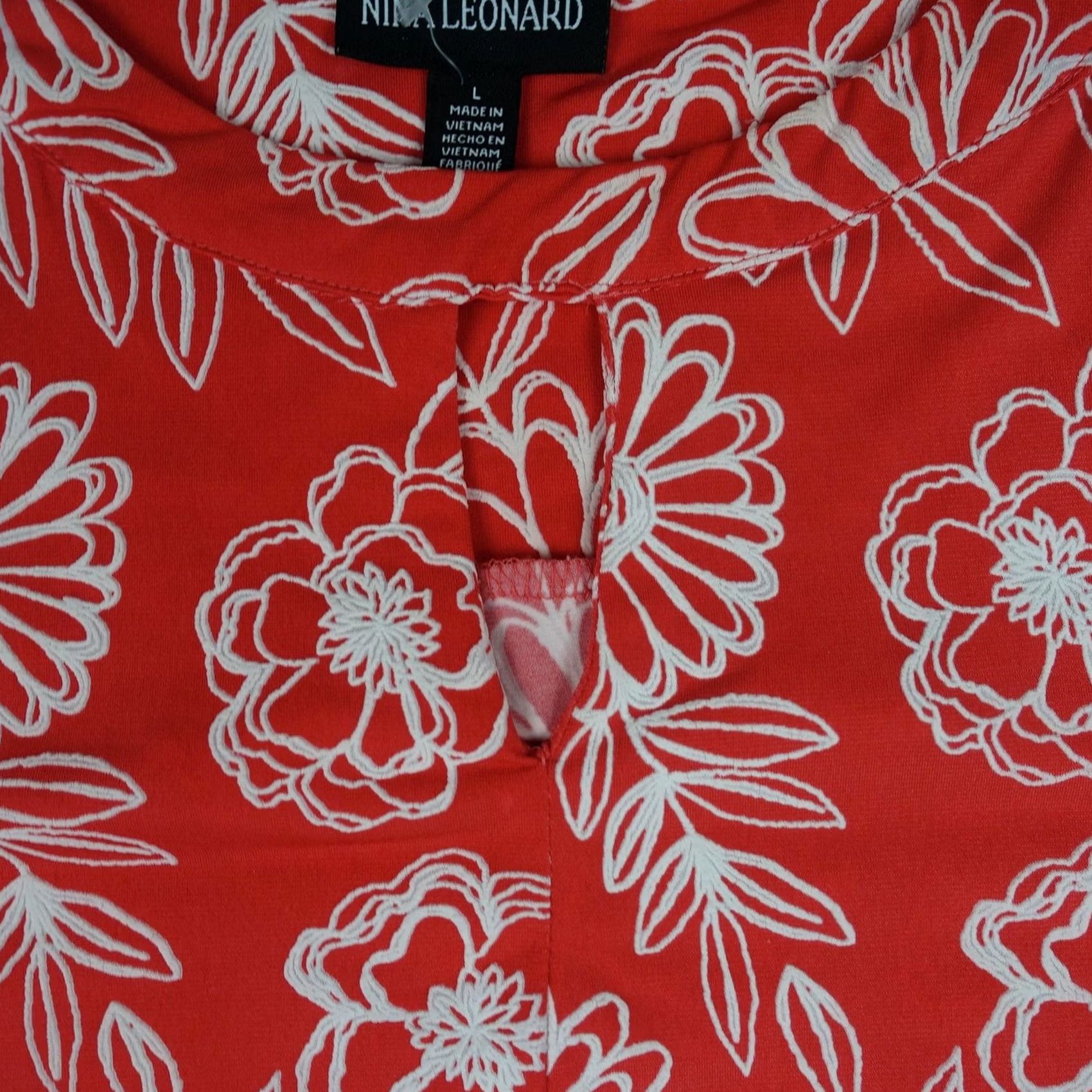 Vintage VINTAGE Nina Leonard Dress Womens L Red Floral Sleeveless Swing Tank Jersey Size L / US 10 / IT 46 - 3 Thumbnail