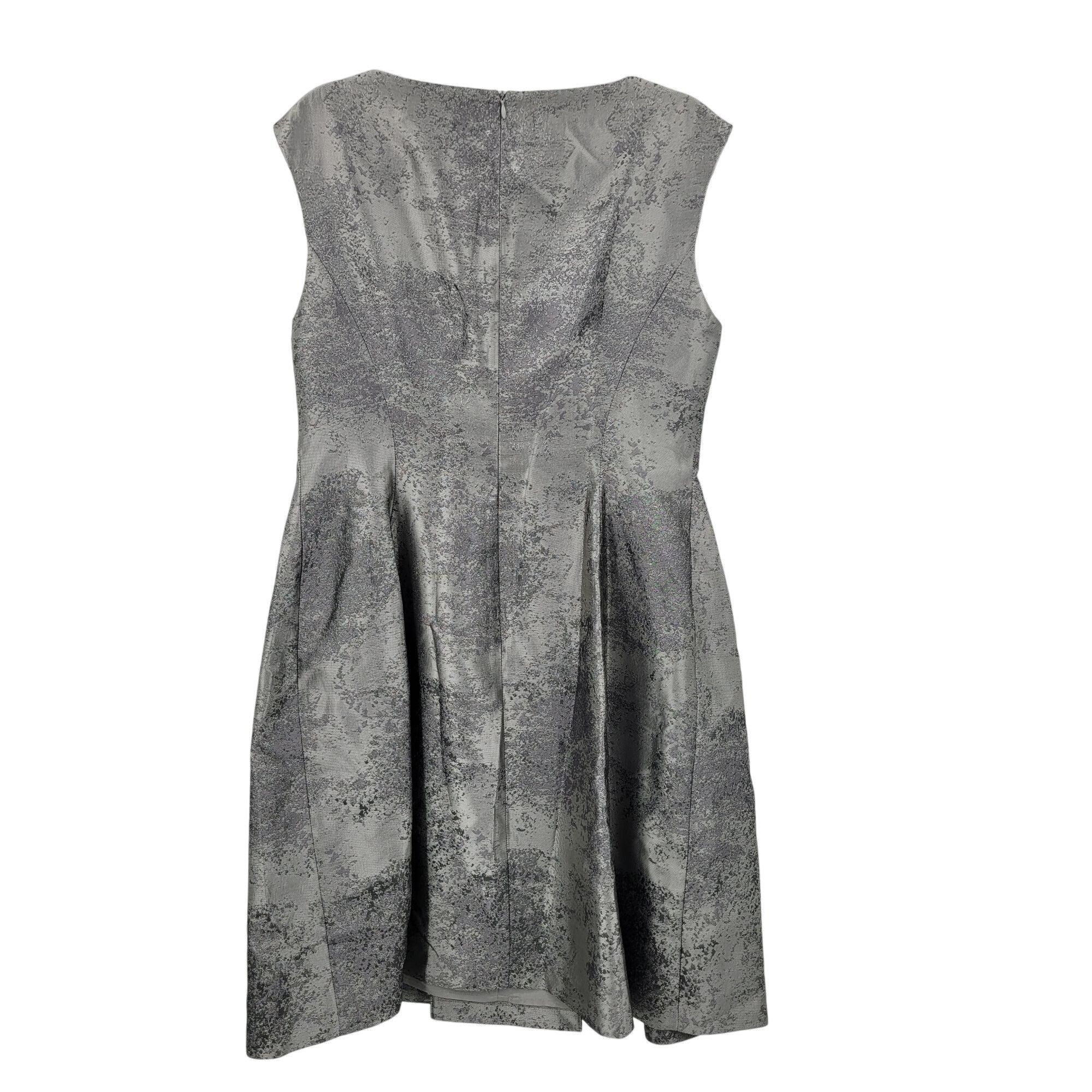 Anne Klein Vtg 80s Metallic Silver Fit Flare Dress Sz 14 Pockets Holida Size XL / US 12-14 / IT 48-50 - 8 Thumbnail