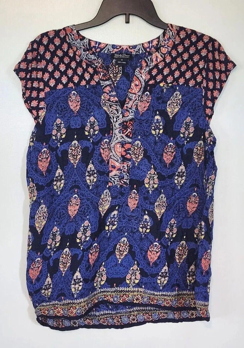 Lucky Brand Lucky Brand Top Medium Live In Love Short Sleeve V Neck Boho Size M / US 6-8 / IT 42-44 - 1 Thumbnail