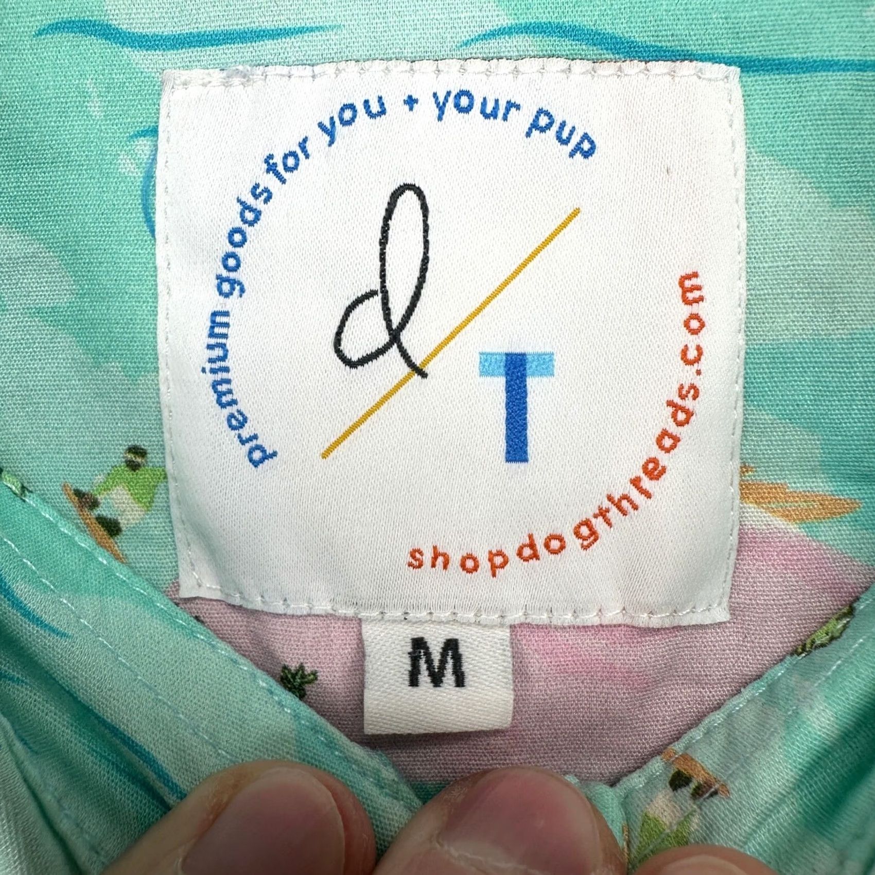 Vintage Dog Threads Button Down Shirt Mens Medium Blue Green Island Short Sleeve Stretch 90s Preppy Geometric Pattern Button-Up Shirt Size US M / EU 48-50 / 2 - 4 Thumbnail