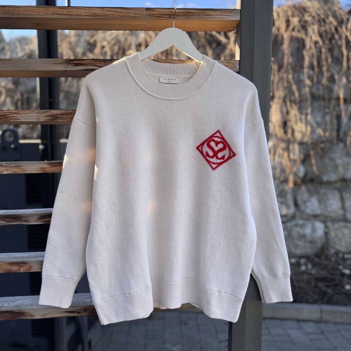 Sandro Sandro Paris Graphic print double S heart logo sweater y2k Size L / US 10 / IT 46 - 1 Thumbnail