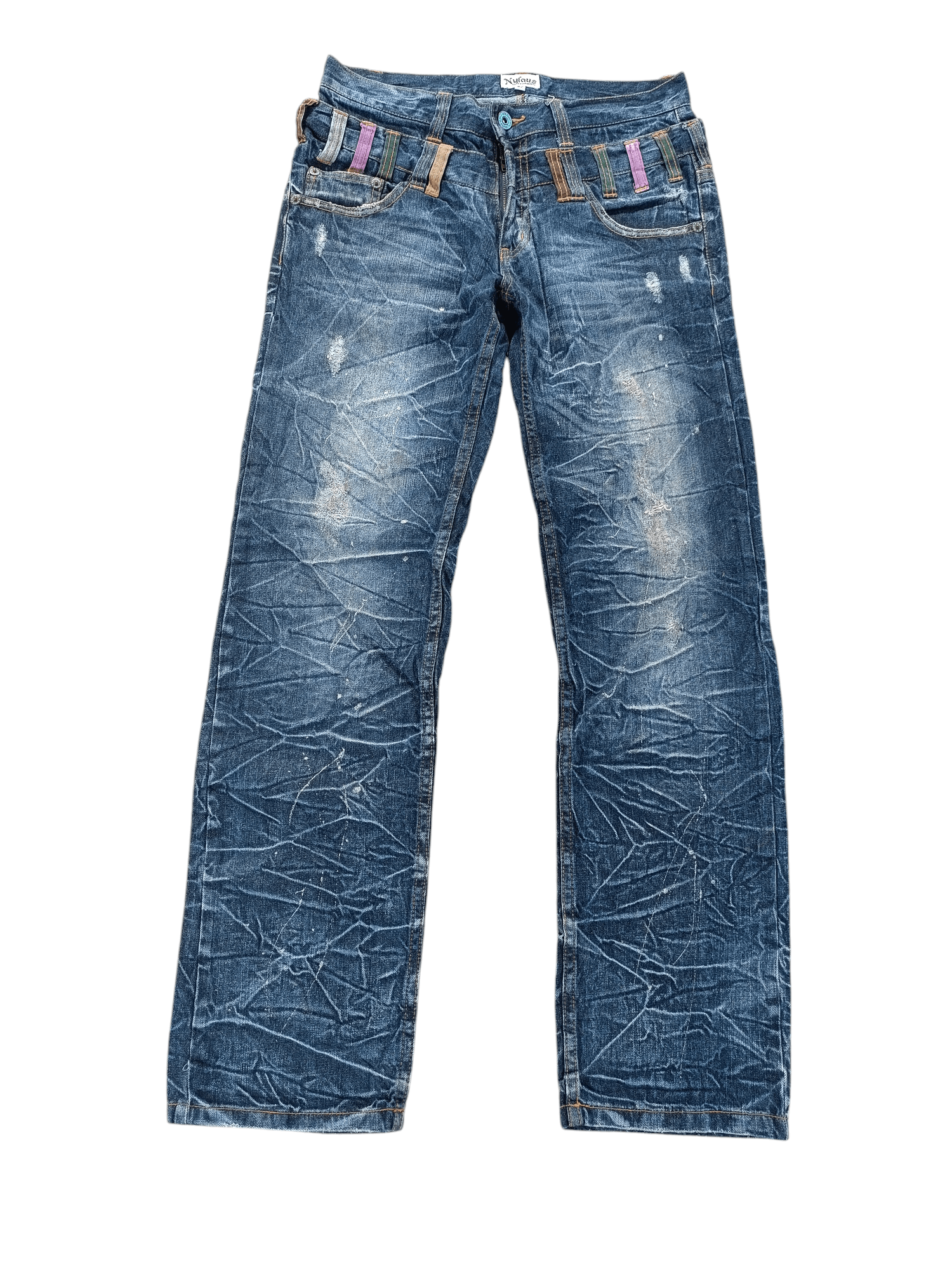 If Six Was Nine 💥VINTAGE NYLAUS JEANS DOUBLE WAIST DESIGN RARE Size US 32 / EU 48 - 17 Thumbnail