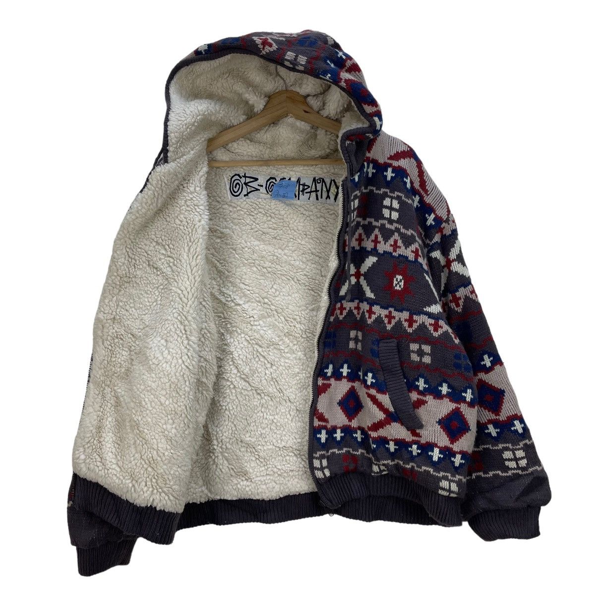 image of VTG Gb Company Aztec Native Sherpa Jacket in Natural, Men's (Size Medium)