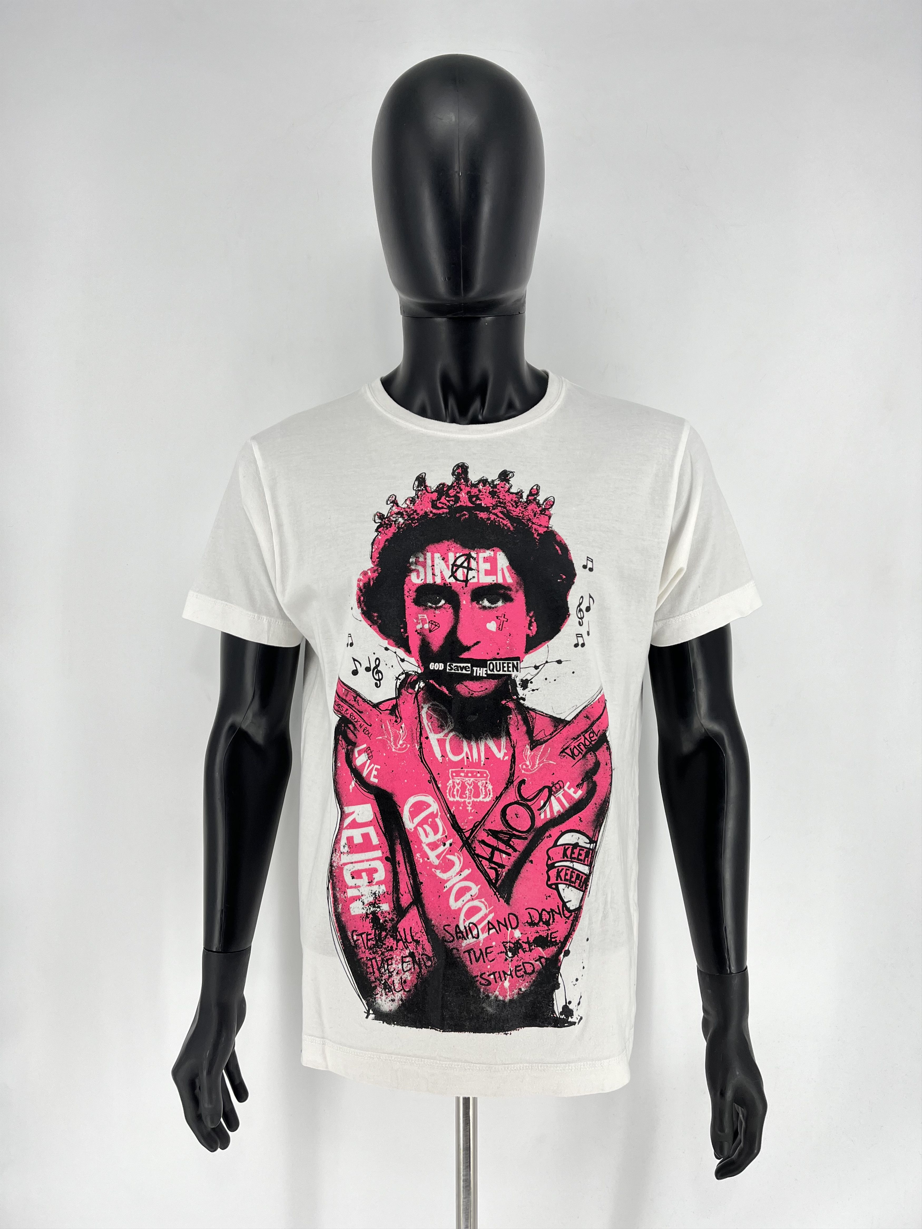 Band Tees Pistol Boutique Mens Fitted White Round GRAFFITI QUEEN Size US L / EU 52-54 / 3 - 2 Thumbnail