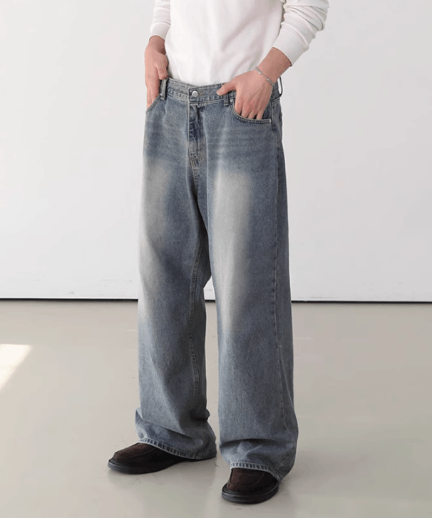 Japanese Brand × Jean Distressed washed men's trendy straight jeans Size US 32 / EU 48 - 3 Thumbnail