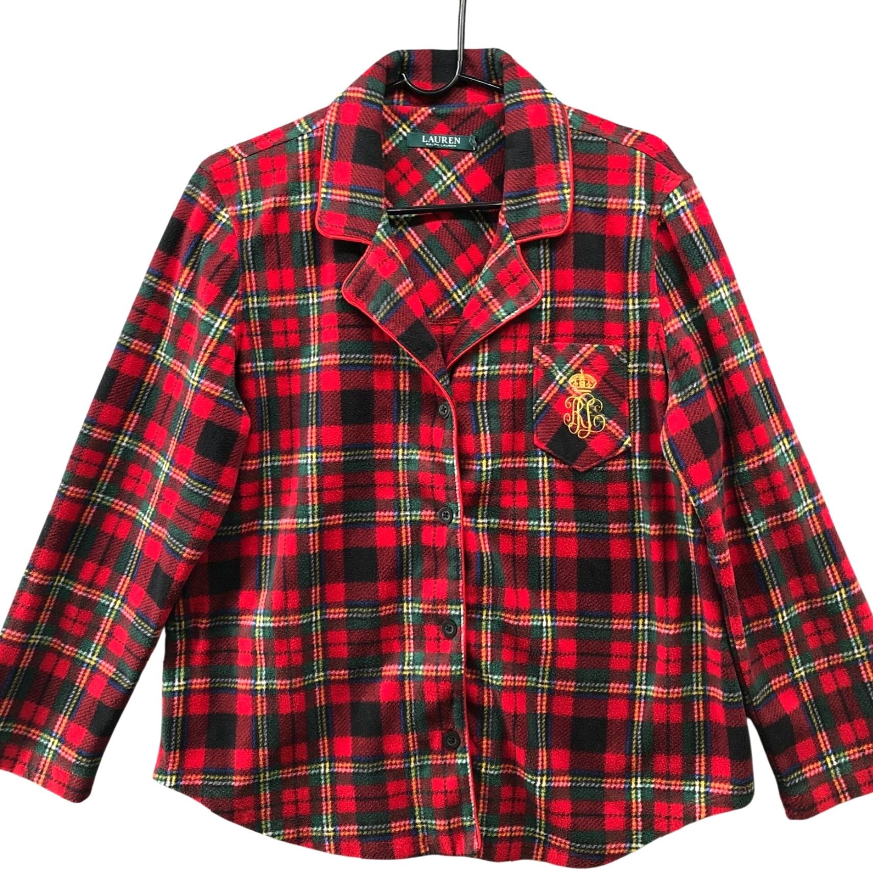 Ralph Lauren Lauren Ralph Lauren Fleece Pajama Shirt Womens L Red Scotch Plaid Crest Pocket Shirt Size L / US 10 / IT 46 - 2 Thumbnail