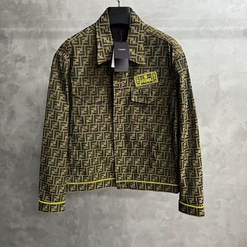 Fendi Fendi Brown Logo Denim Jacket Size US L / EU 52-54 / 3 - 1 Thumbnail