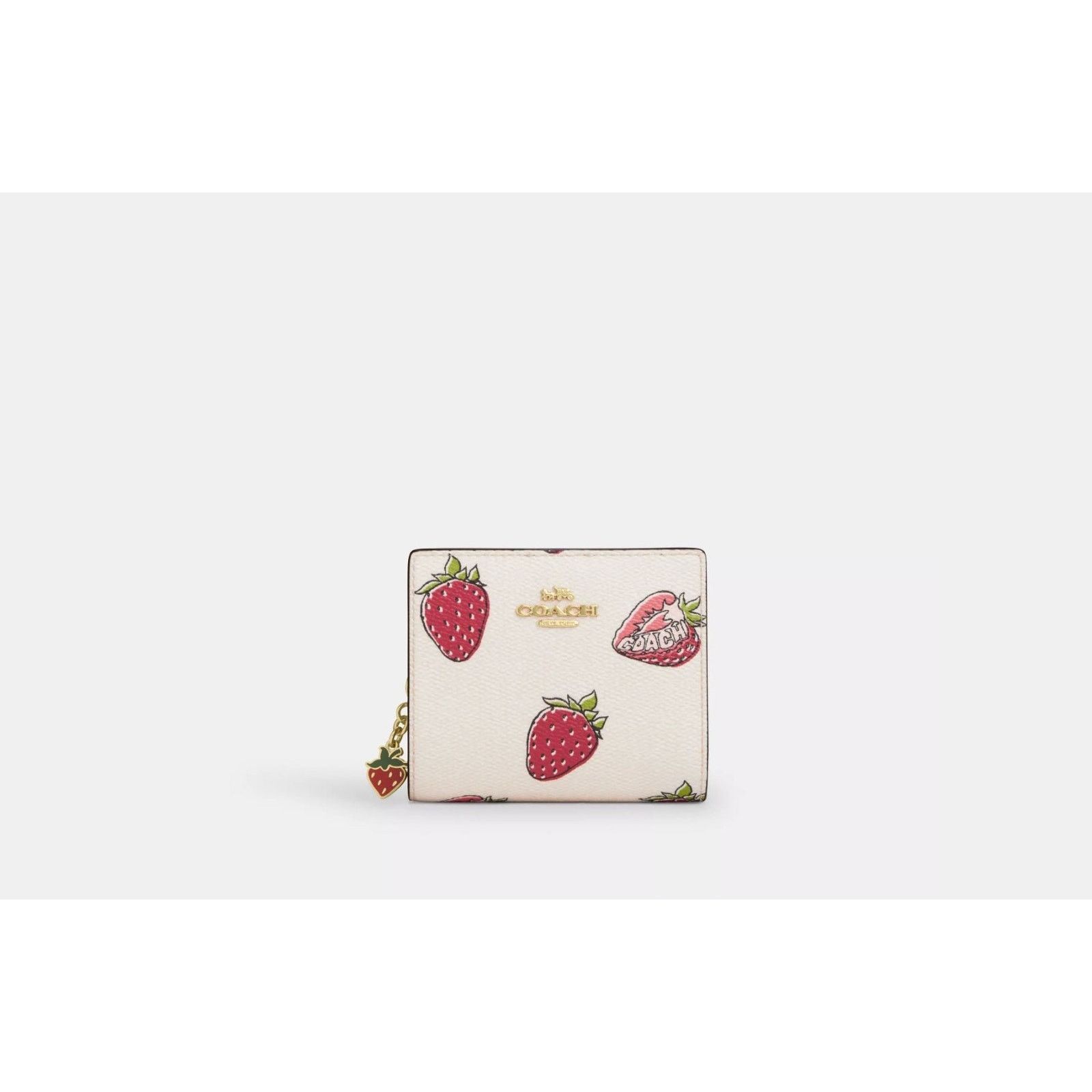 Coach Coach CAP18 Snap Wallet Strawberry Print Gold/Chalk Multi Size ONE SIZE - 4 Thumbnail