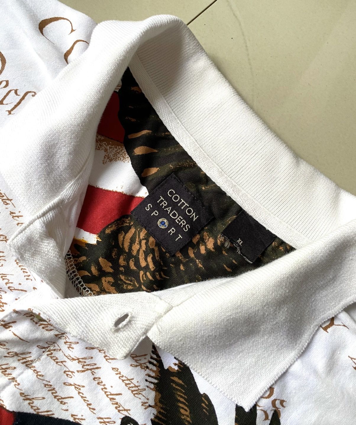 Cotton Traders × Vintage Cotton Traders USA Flag Eagle AOP Polo Shirt Size US XL / EU 56 / 4 - 6 Thumbnail