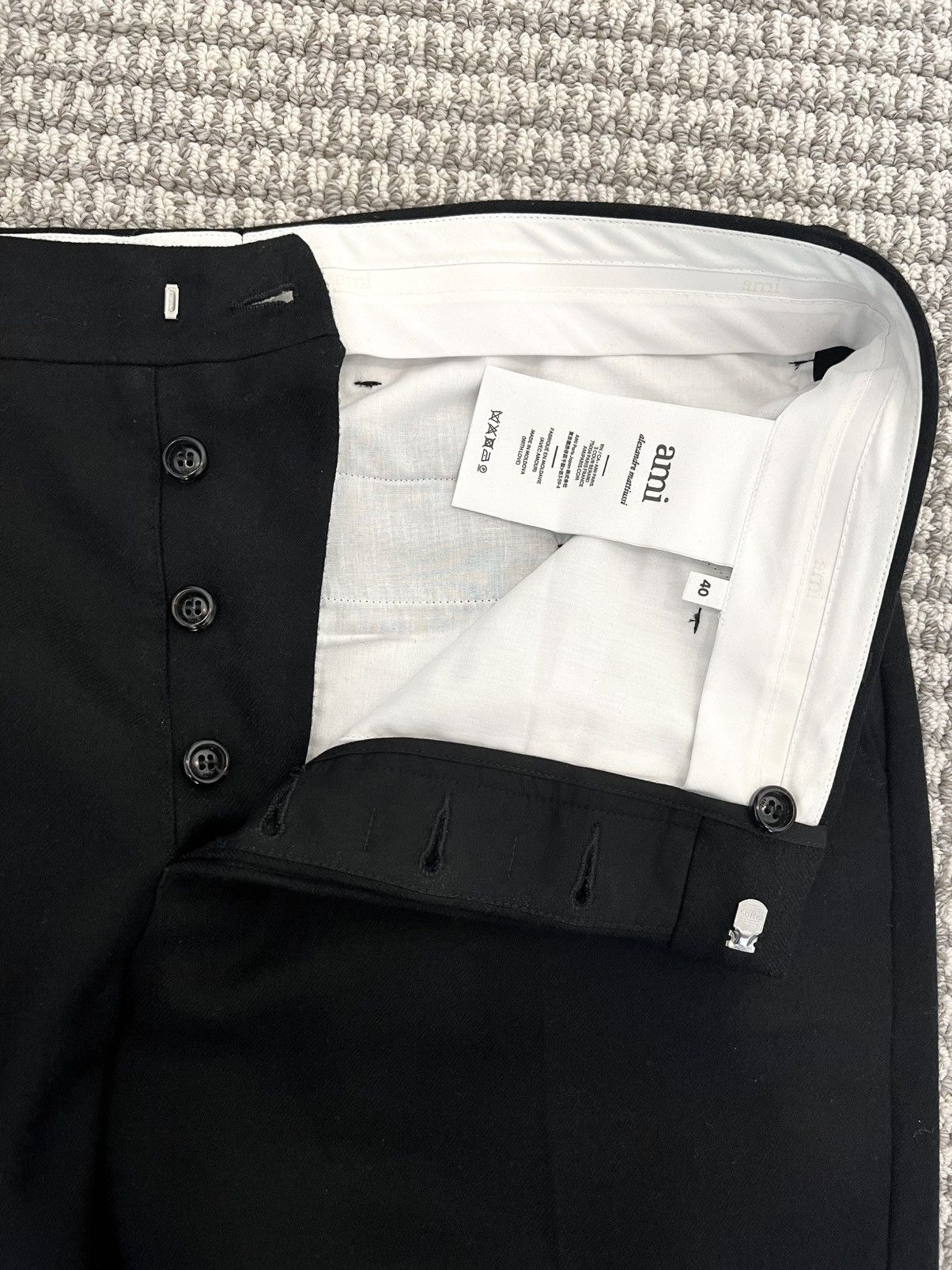 AMI Cigarettes Fit Black Wool Trousers Size 40R - 3 Thumbnail
