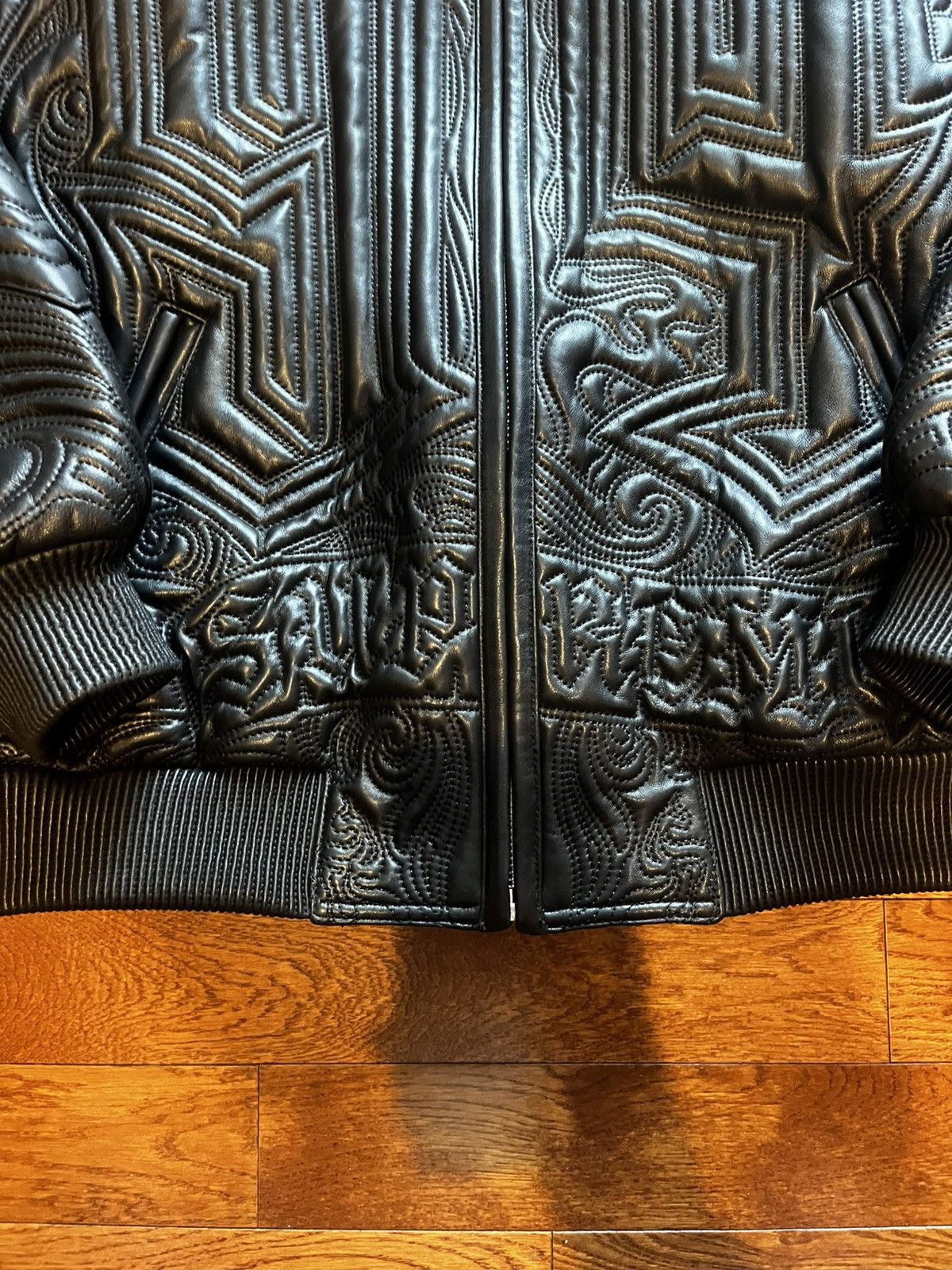 Supreme Supreme Mister Cartoon Embroidered Leather Varsity Jacket Size US L / EU 52-54 / 3 - 3 Thumbnail