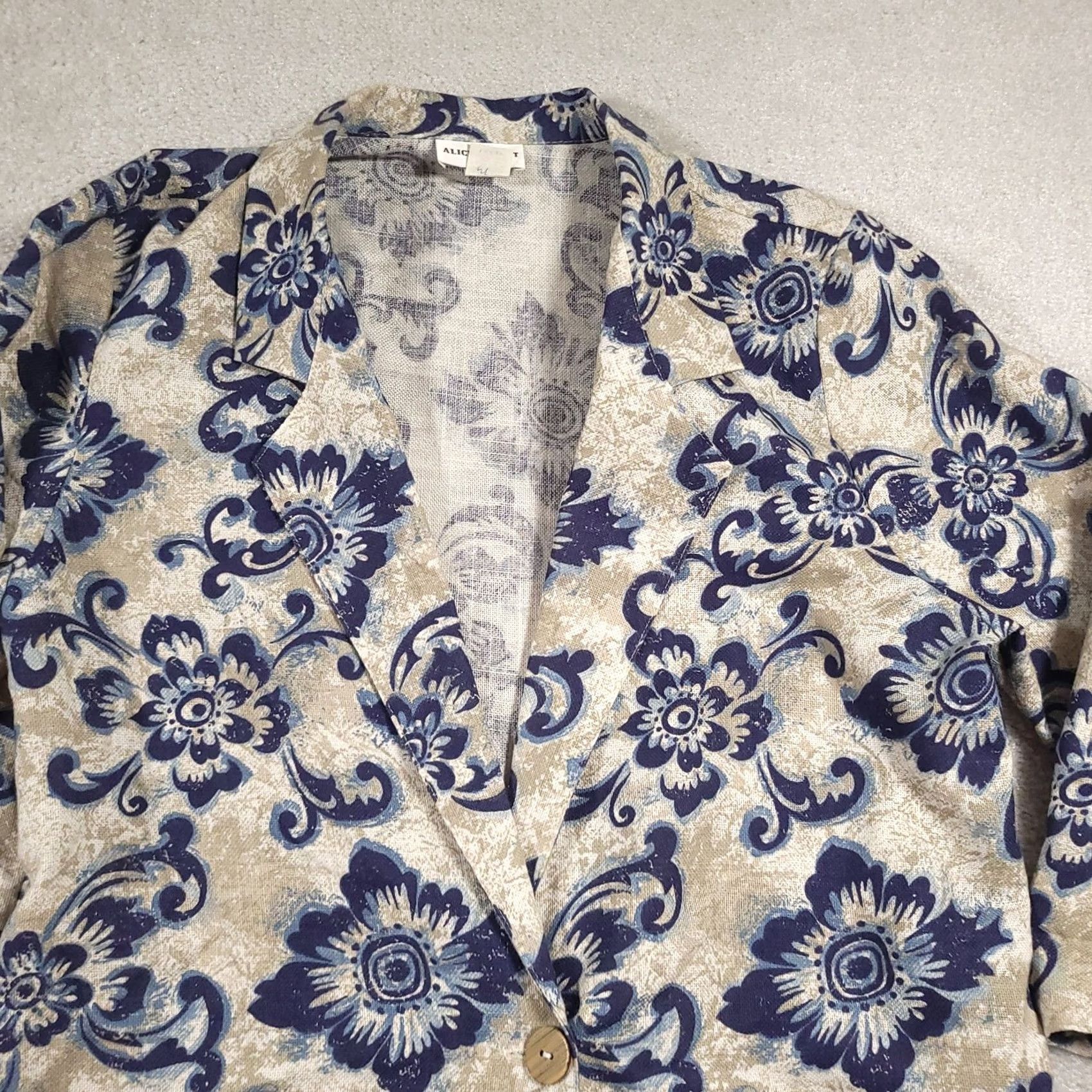 Vintage VINTAGE Alice Stuart Blazer Womens Large Boxy Jacket Blue Floral Pattern Casual Size L / US 10 / IT 46 - 3 Thumbnail
