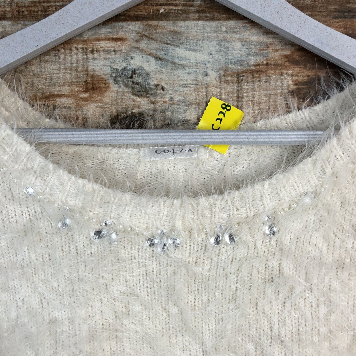 Homespun Knitwear × Japanese Brand DLL Colza White mohair shaggy fur Knitwear #C228 Size S / US 4 / IT 40 - 9 Thumbnail