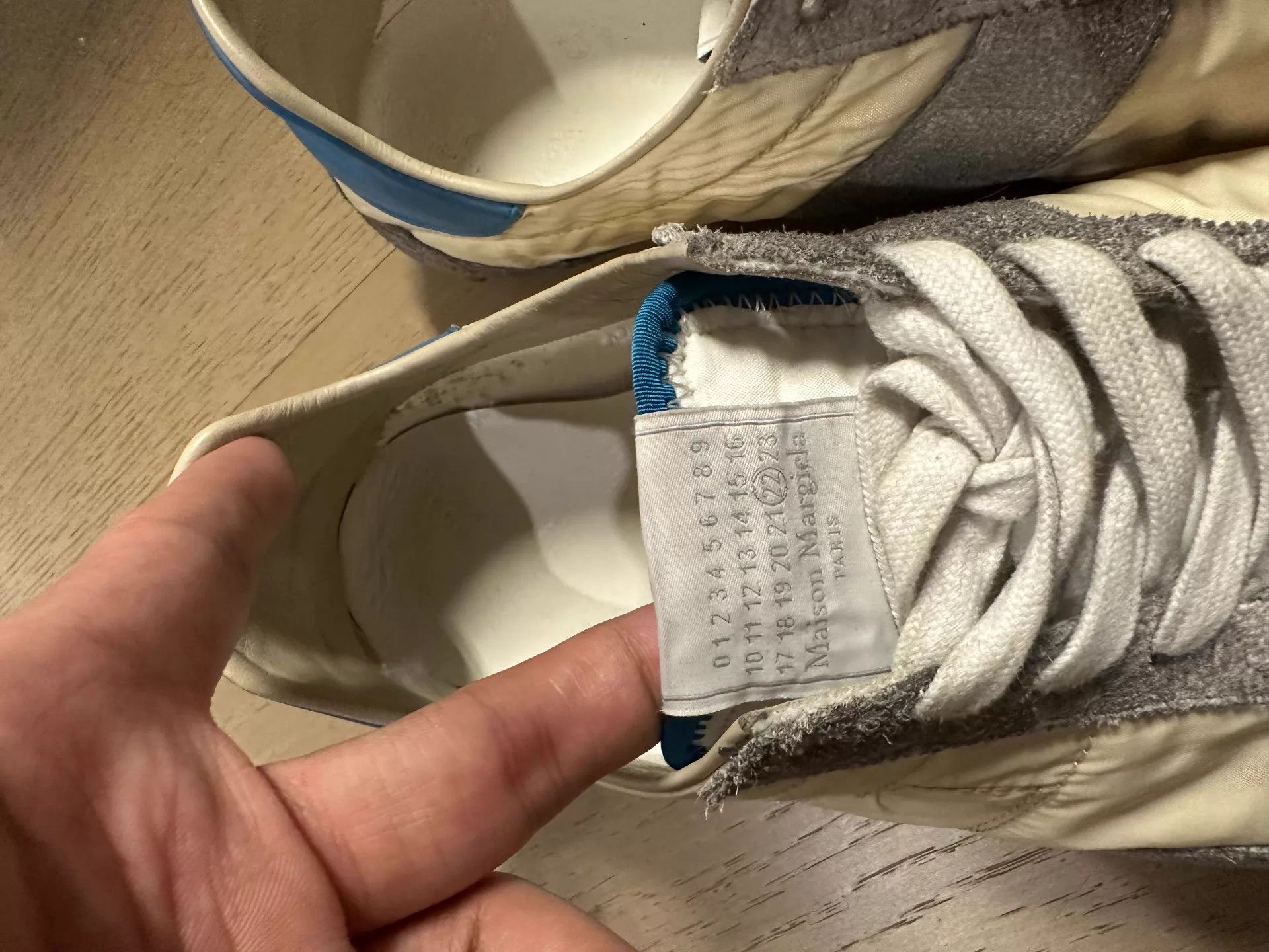 Maison Margiela Maison Margiela Distressed Blue Heel Tab Thin 45 OG Box Size US 12 / EU 45 - 2 Thumbnail