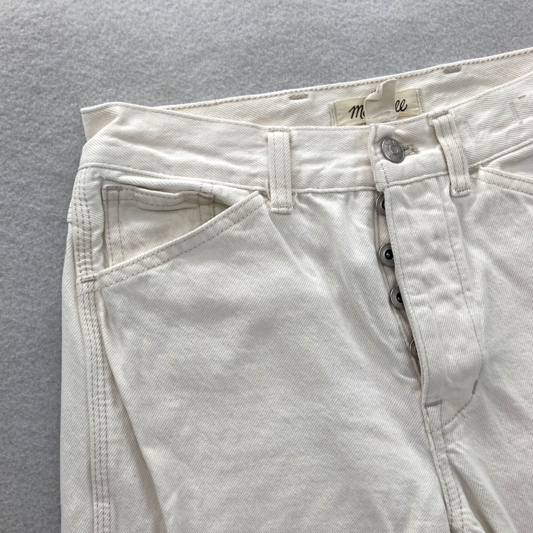 Madewell Madewell Low Slung Straight Jeans Women's 23 White Denim Button Fly Carpenter Jeans Size 26" / US 2 / IT 38 - 3 Thumbnail
