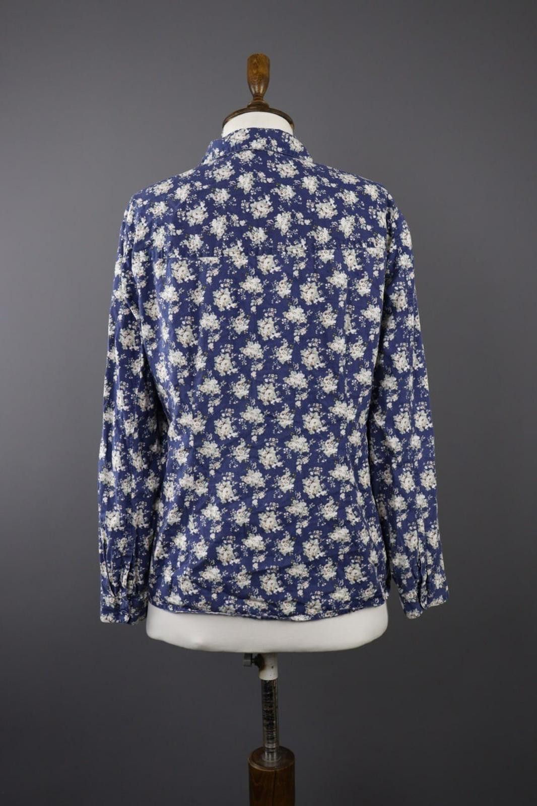 Designer Laura Ashleyn Blue Floral Long Sleeve Blouse Shirt Size 10 Size L / US 10 / IT 46 - 4 Thumbnail