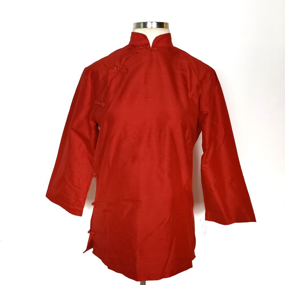 Halston Halston Red Silk Chinese Style Top M NWT Designer 80s 90s Size M / US 6-8 / IT 42-44 - 1 Thumbnail