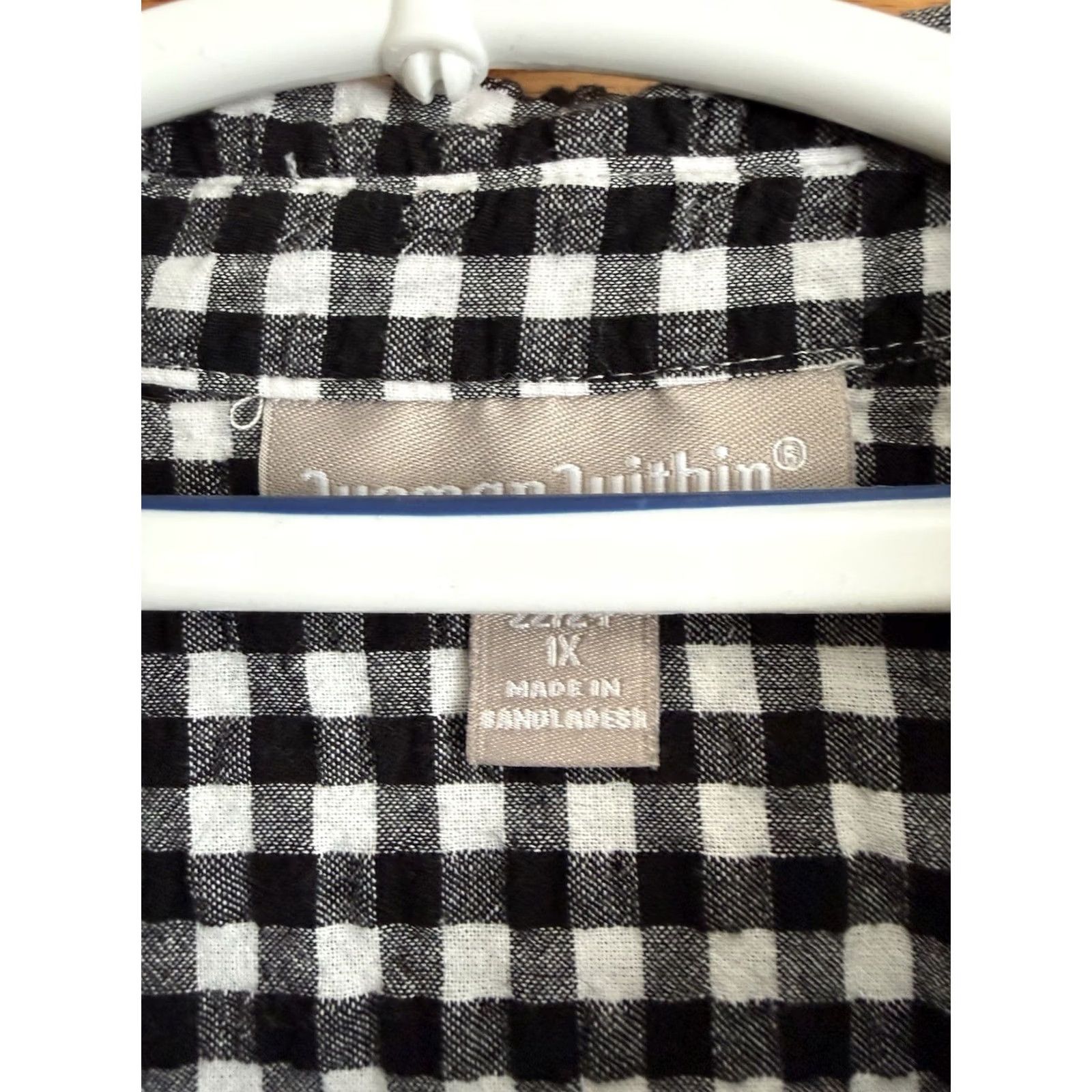 Vintage Woman Within Black & White Gingham Button Down Plus Size Woman's 1X 22/24 Size XL / US 12-14 / IT 48-50 - 3 Thumbnail