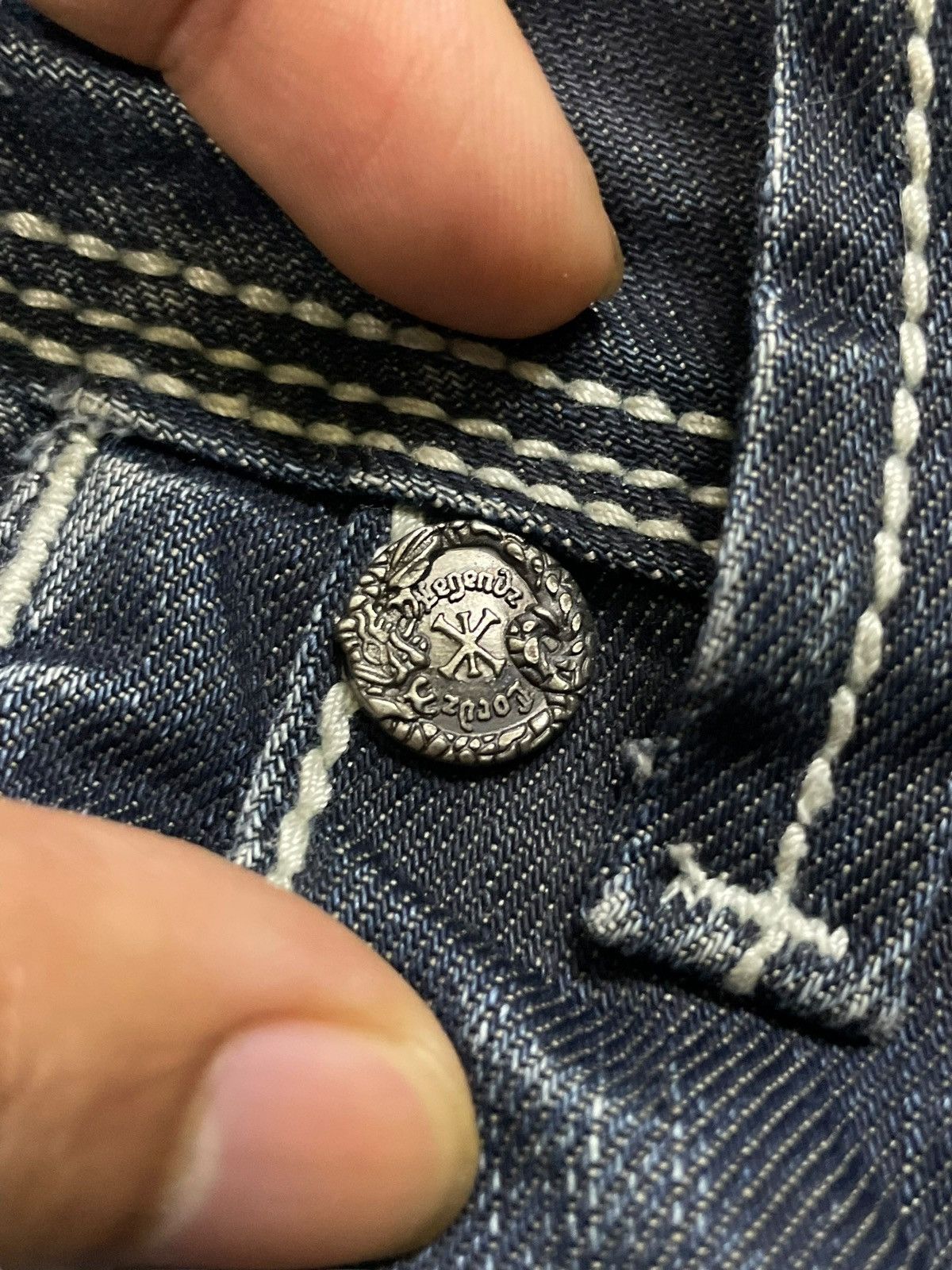 Japanese Brand Japanese Punk Crazy Back Pocket Grey Washed Bootcut Jeans Size US 31 - 9 Thumbnail