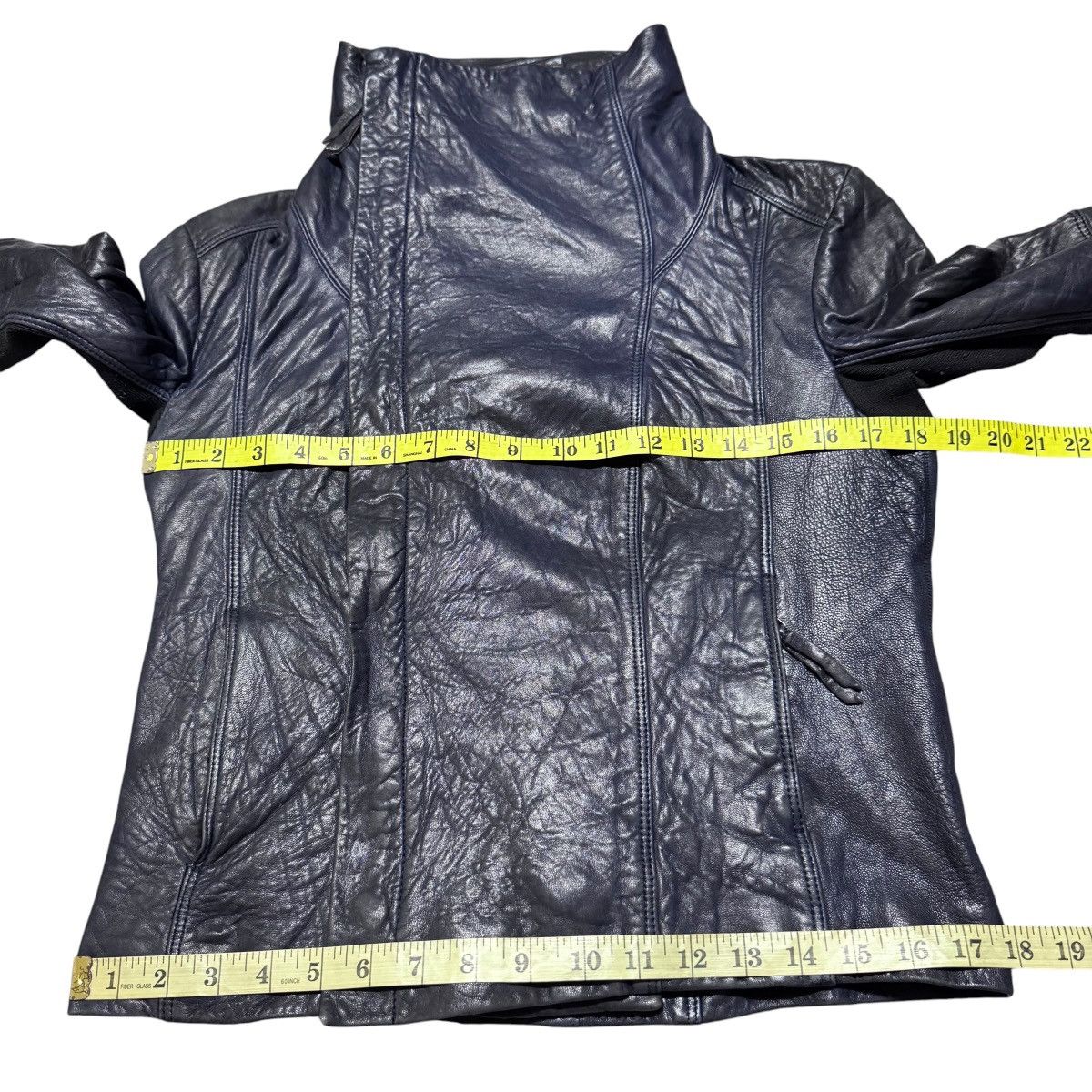 Japanese Brand Husk Hi-Neck Leather Biker Jacket Rick Owens Style Size S / US 4 / IT 40 - 16 Thumbnail