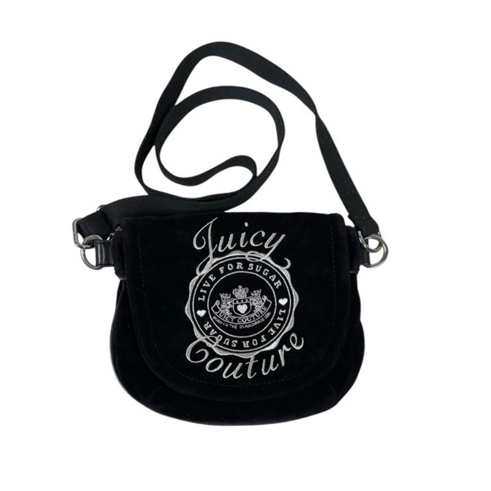 Vintage Juicy Couture Black Velour Crossbody Bag Purse, Women's