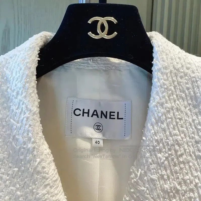 Chanel Chanel White Cotton Blend Women's Jacket . Size M / US 6-8 / IT 42-44 - 7 Thumbnail