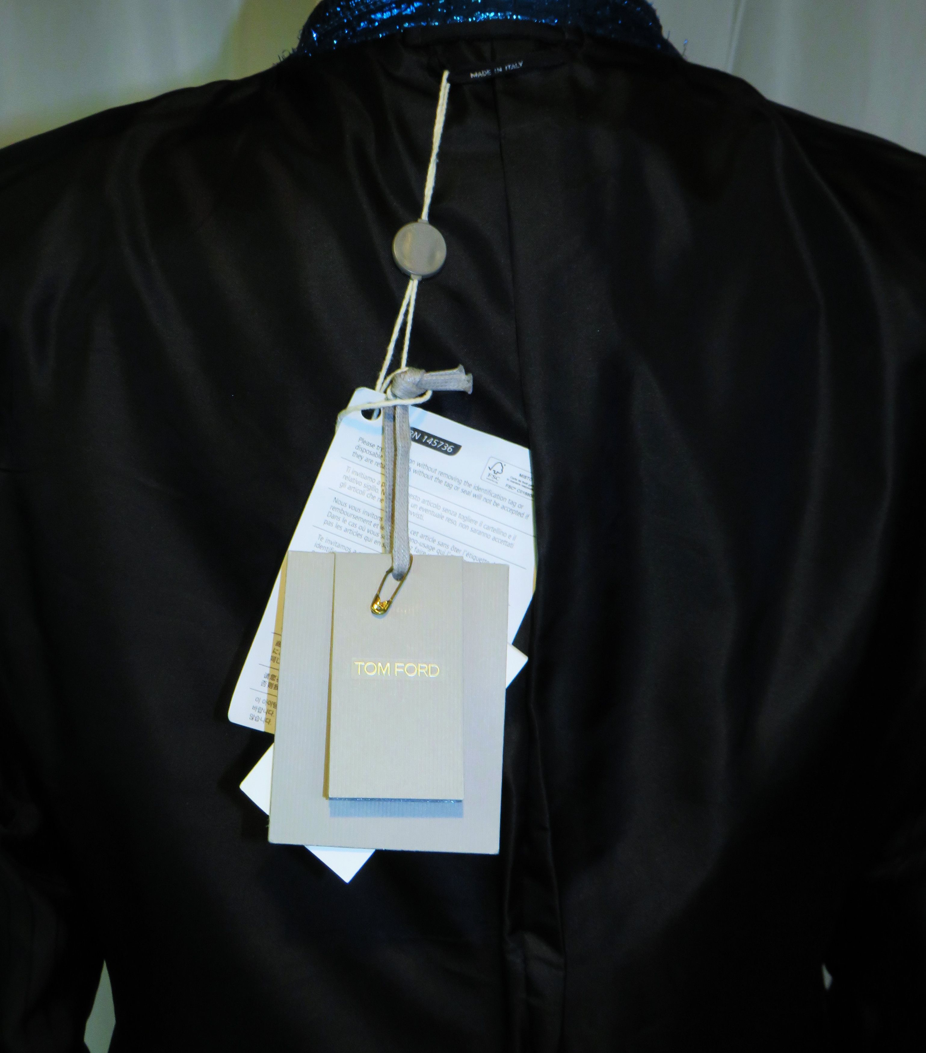 Tom Ford Base V Turquoise Sequined One Button Dinner Jacket 36R NWT Size 36R - 13 Thumbnail