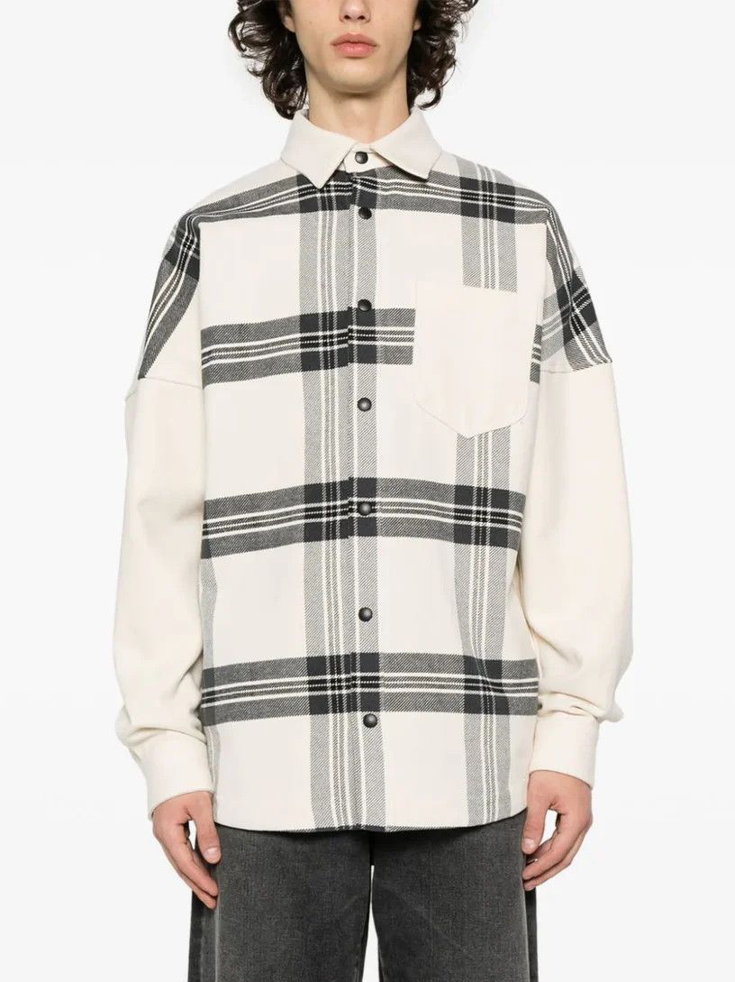 Palm Angels o1s22i1n1224 "Plaid Over Shirt in Off White Size US M / EU 48-50 / 2 - 3 Thumbnail
