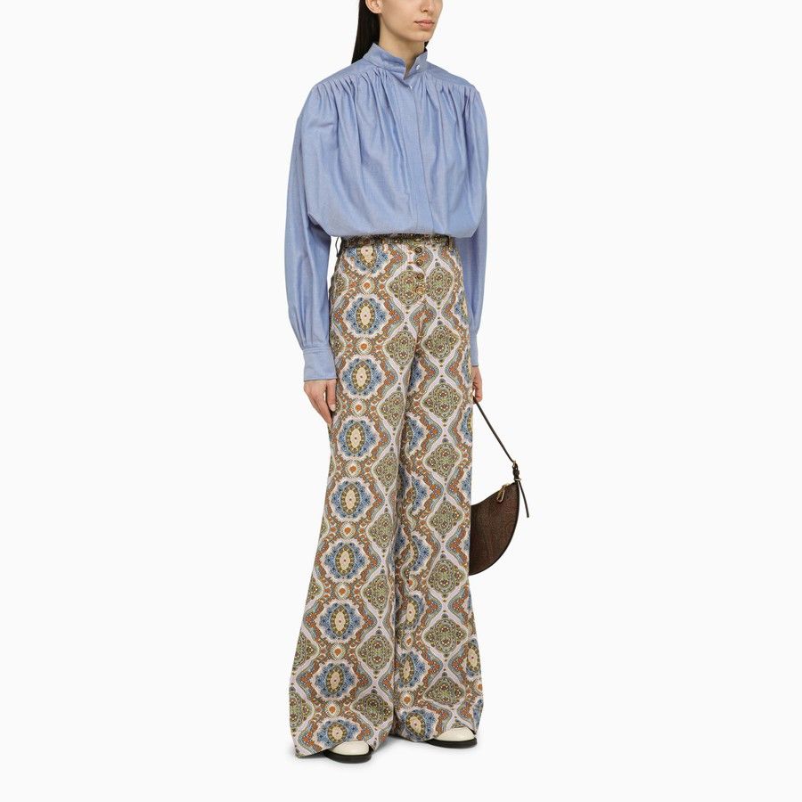 Etro o1d2blof0824 Cotton Wide-Leg Trouser in Multicolor Size 27" / US 4 / IT 40 - 2 Thumbnail