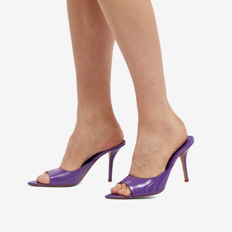 GIA BORGHINI GIABORGHINI Perni 100mm Patent Leather Purple Sandals Size US 9 / IT 39 - 12 Thumbnail