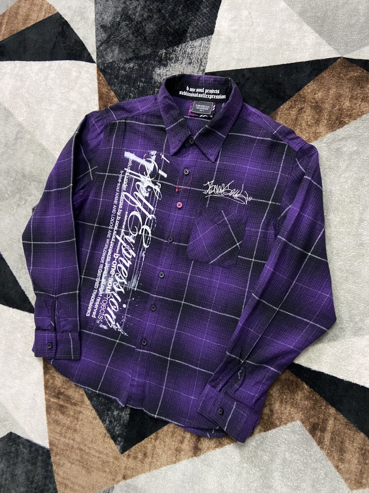Hysteric Glamour Rare 00s B-One Soul Project Poem Grafitti Veterano Plaid Size US M / EU 48-50 / 2 - 2 Thumbnail