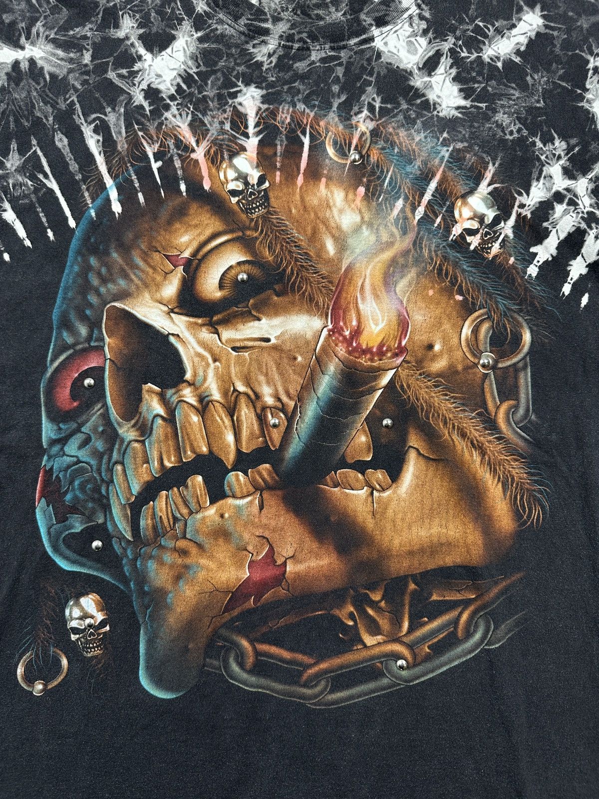 Affliction Survivors Smoking Skull All Over Studded Graphic Rock N Roll Size US XL / EU 56 / 4 - 4 Thumbnail