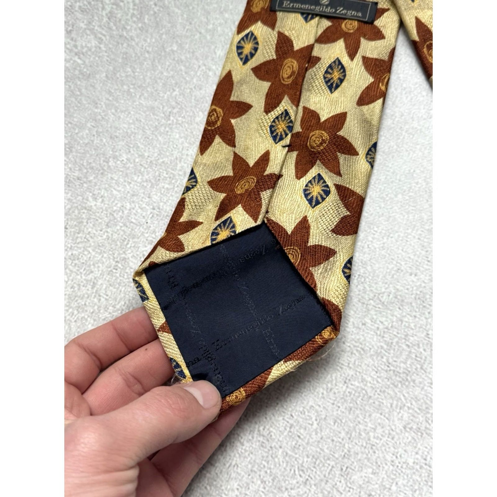 Ermenegildo Zegna VINTAGE Ermenegilão Zegna 100% Silk Flowers Logo Cravat Ties Men Size ONE SIZE - 3 Thumbnail