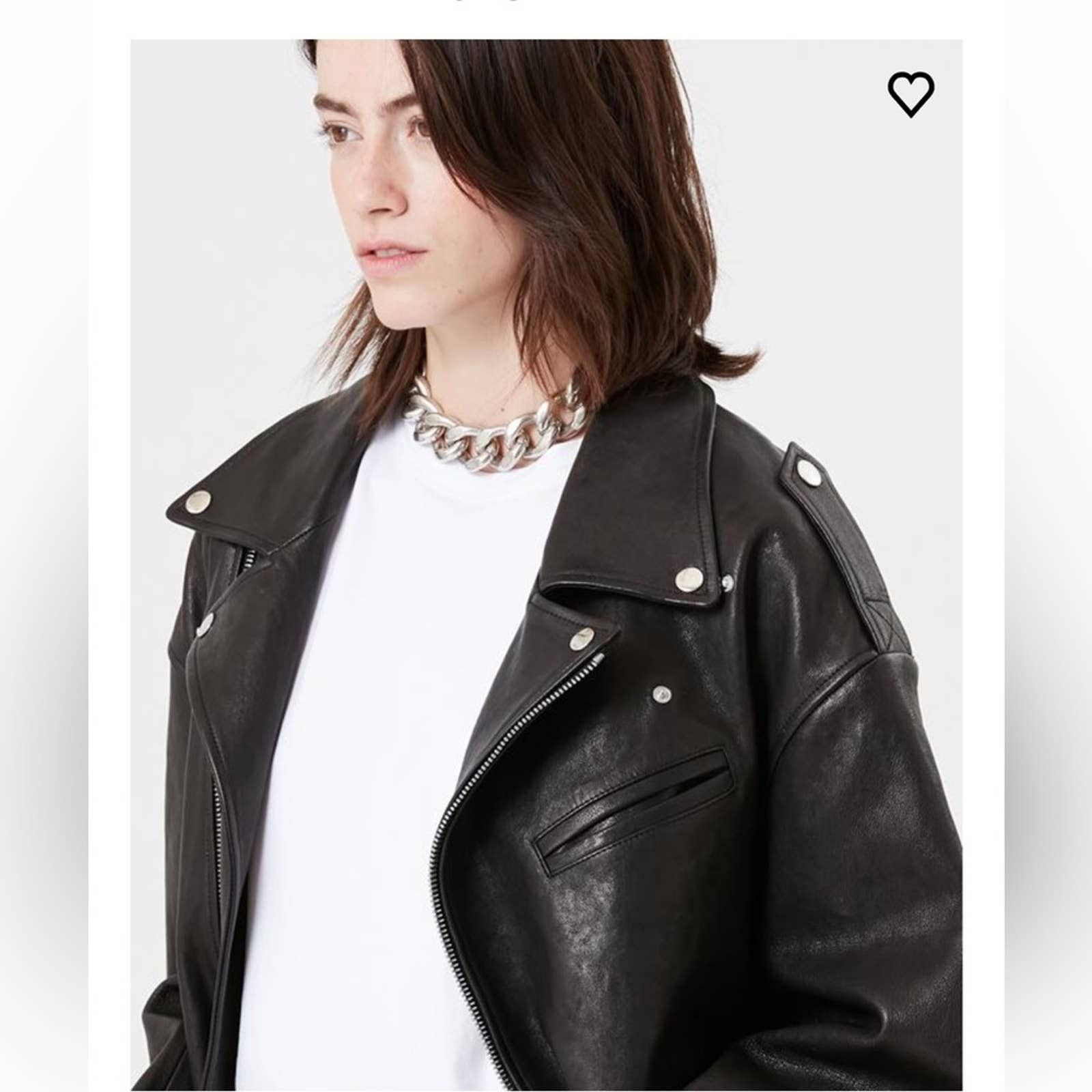 image of Isabel Marant Bacem Oversized Leather Jacket in Black, Women's (Size XS)