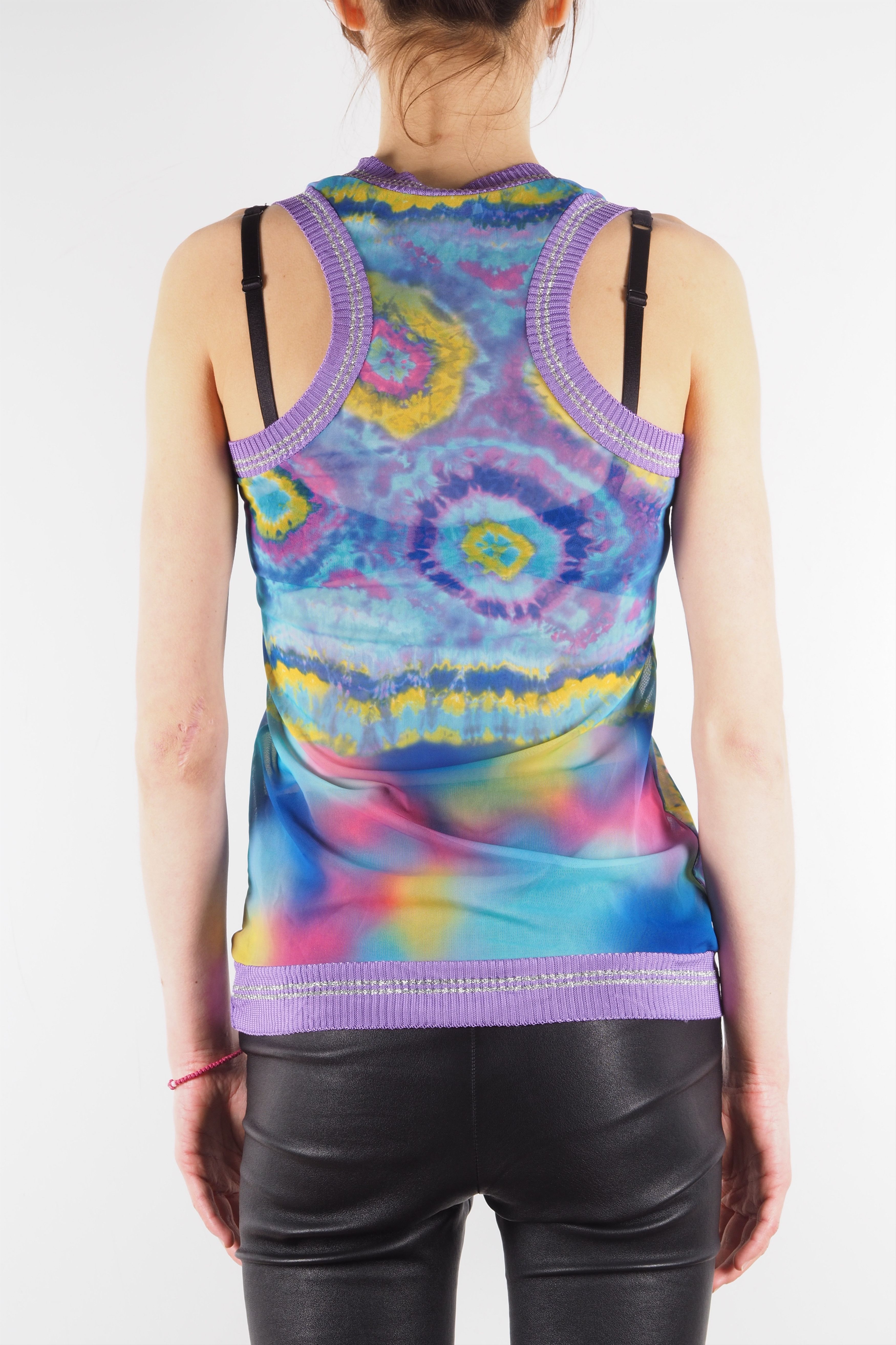 Roberto Cavalli × Vintage Roberto Cavalli Vintage 90s Tie Dye Mesh Top Blouse Size M / US 6-8 / IT 42-44 - 3 Thumbnail