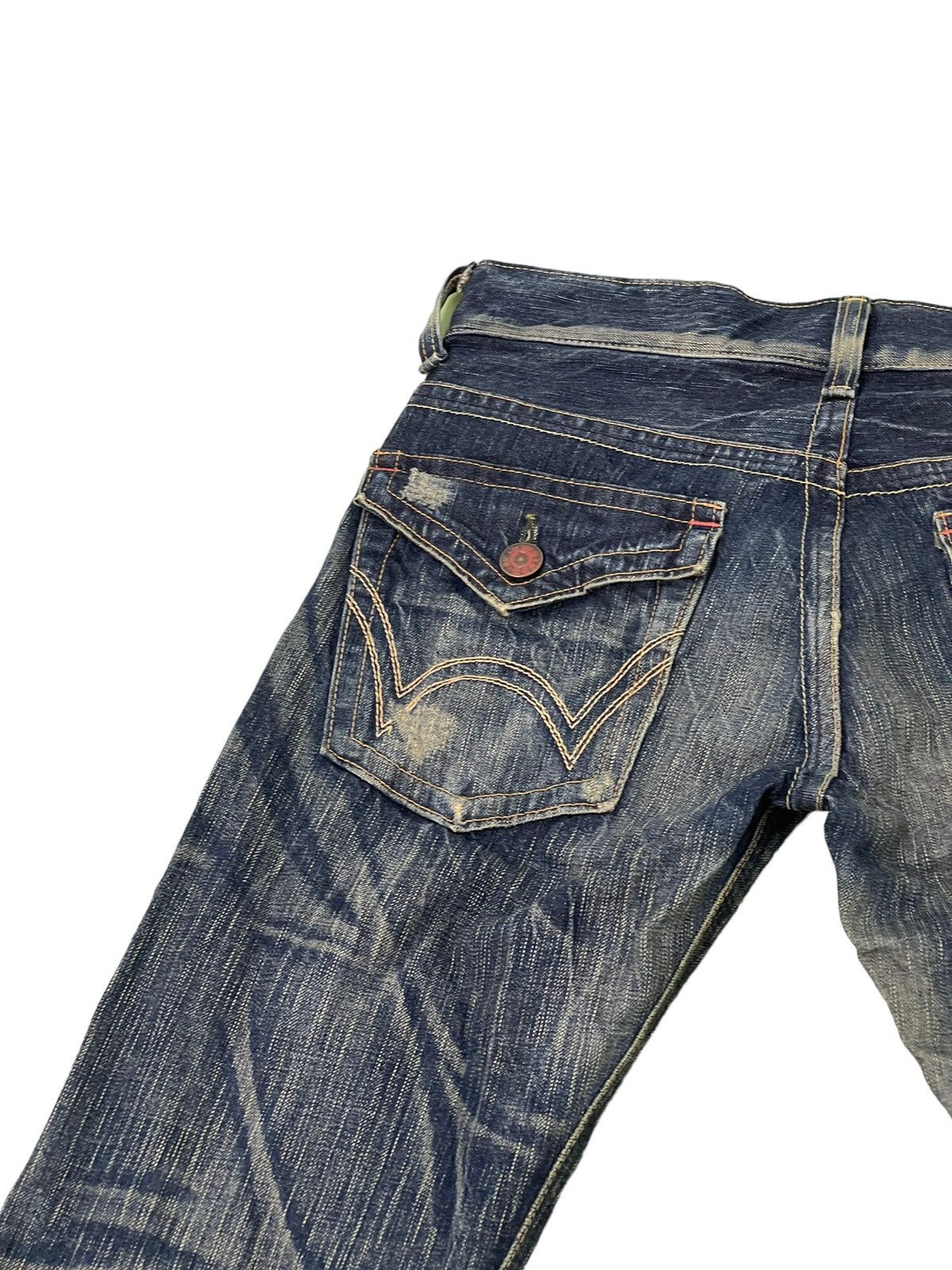 Edwin Flare Jeans Edwin Japan Distress Low Rise Boot Cut 7🟦0 Size US 31 - 19 Thumbnail