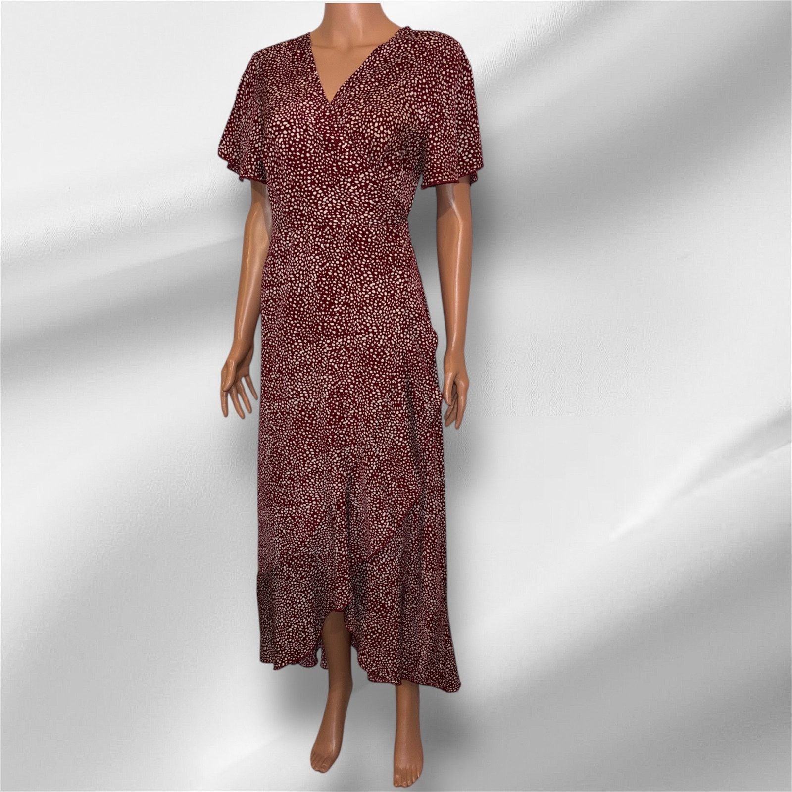 The Unbranded Brand Simplee True Wrap Red Wine Dress Size Large Size L / US 10 / IT 46 - 1 Thumbnail