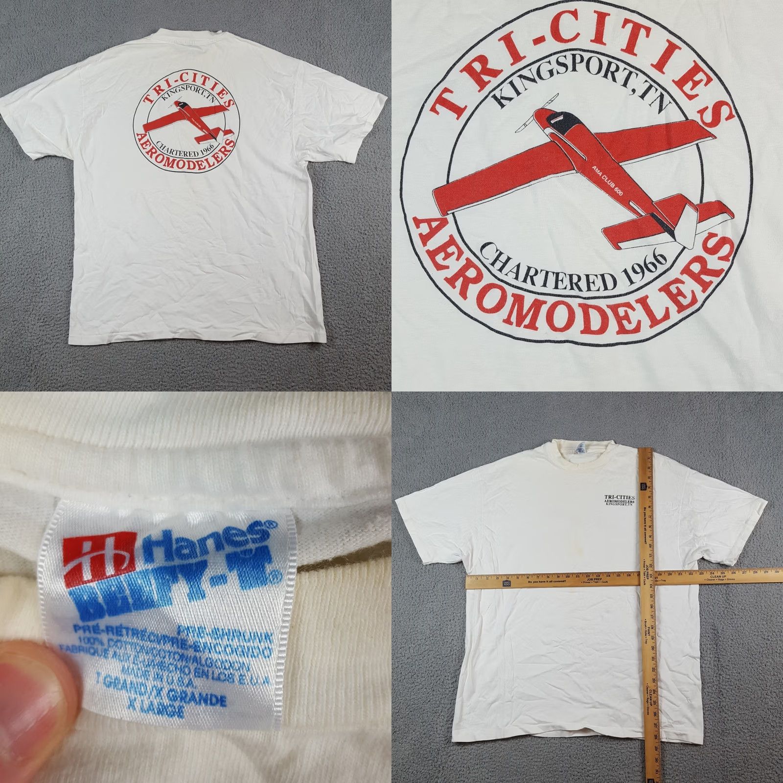 Hanes Vintage Hanes T-Shirt Aeromodelers Airport Model Plane XL White 90s Mens Shirt 90s, Outdoor, Retro, Y2K, Vintage, Airplane, Aero Shirts Size US XL / EU 56 / 4 - 8 Thumbnail