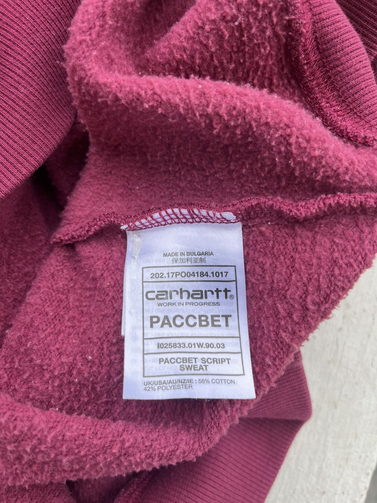 Carhartt Wip Paccbet x carhartt wip burgundy crewneck Size US S / EU 44-46 / 1 - 5 Thumbnail