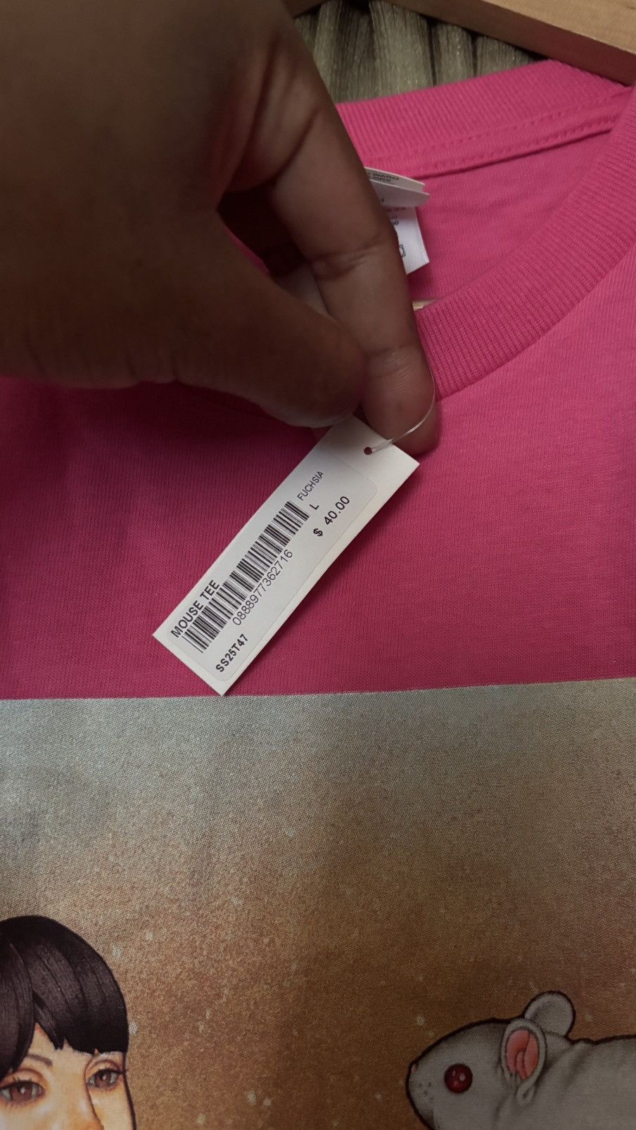 Supreme Supreme® “Mouse” Tee, Fuchsia (L) [S/S 2025, Week 7] Size US L / EU 52-54 / 3 - 6 Thumbnail