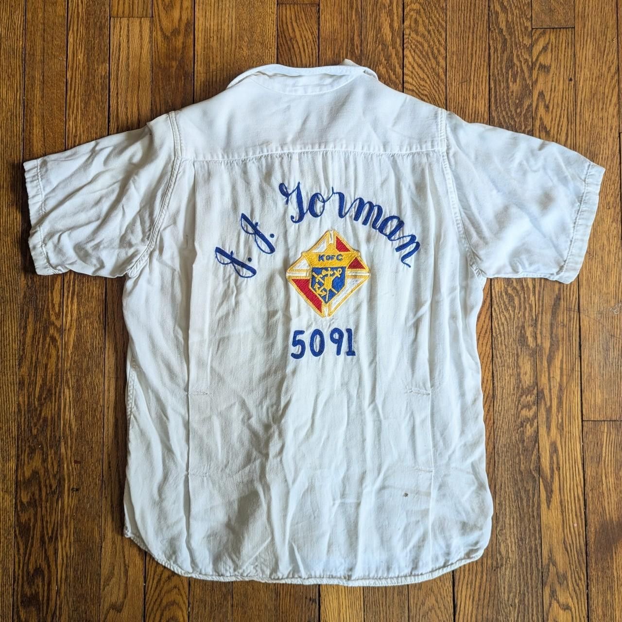 Vintage Vintage 50's Knights of Columbus Bowling Shirt Size US M / EU 48-50 / 2 - 1 Thumbnail