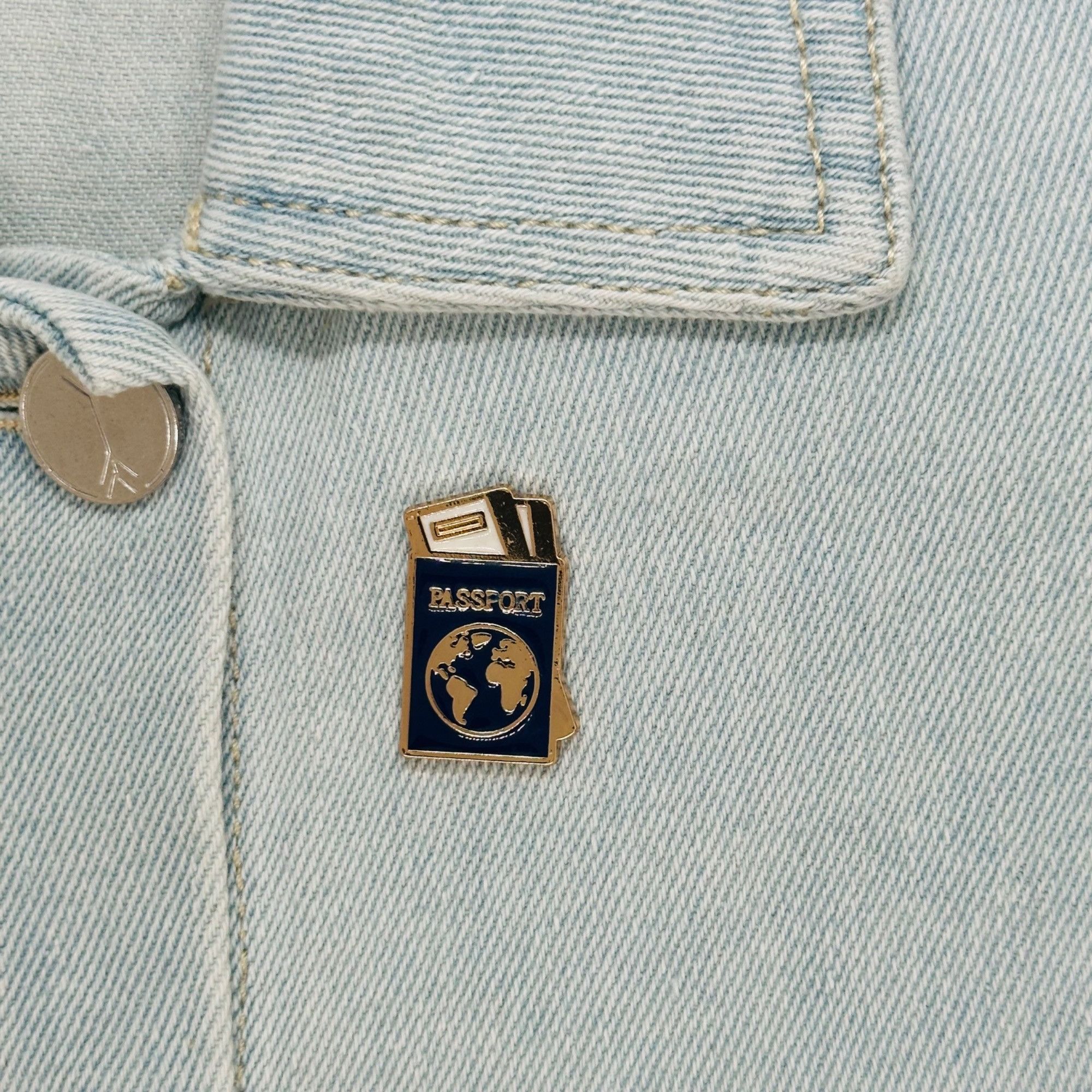 Other ☀️Enamel Pin Passport Travel & Places Jewelry Brooch Gold Bl Size ONE SIZE - 1 Thumbnail