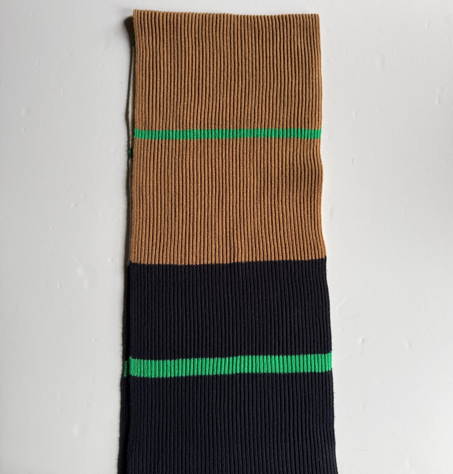 Cos COS Ribbed Color Block Oversized Scarf - Navy Camel Green Size ONE SIZE - 3 Thumbnail