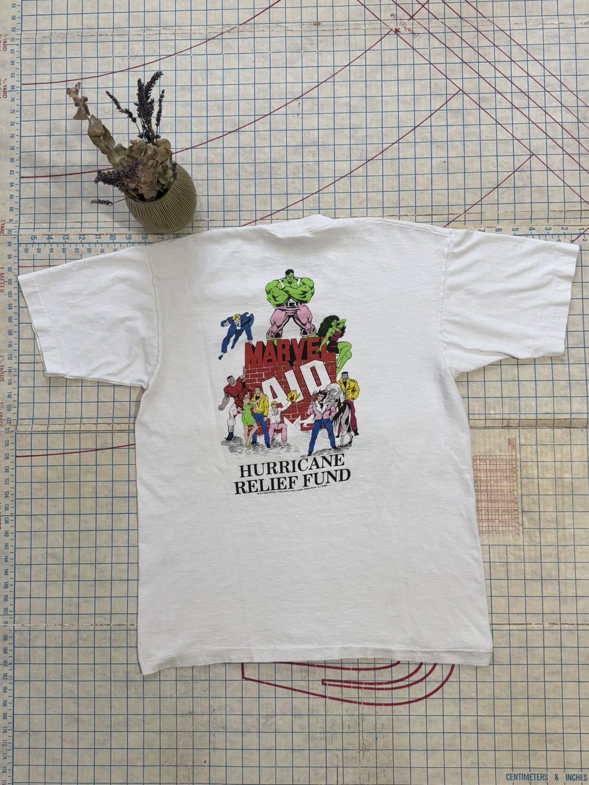 Marvel Comics × Vintage Vintage Marvel Aid Hurricane Relief Fun Tee 93 FOTL Large Size US L / EU 52-54 / 3 - 9 Thumbnail